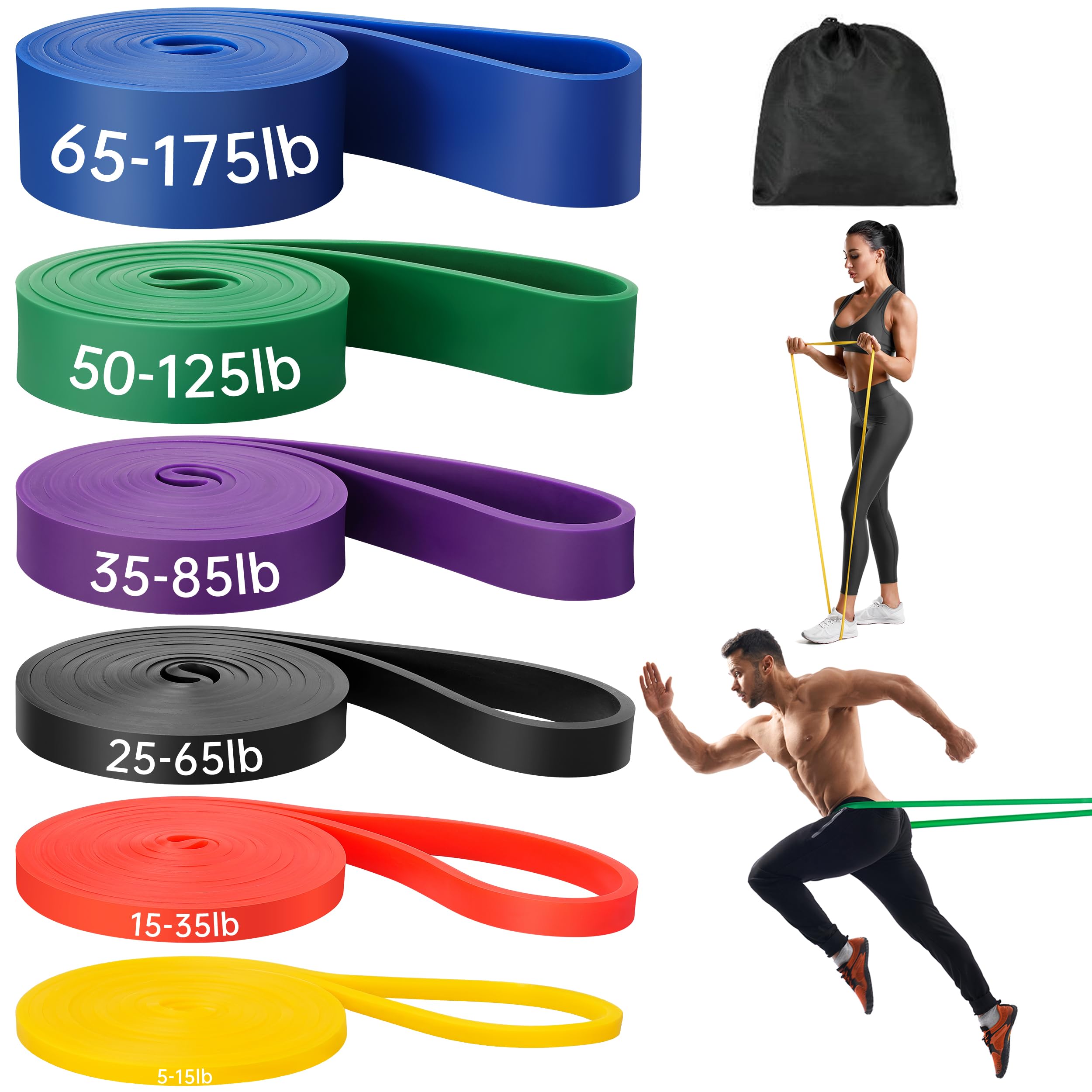 Widerstandsbänder Set, Trainings Gummibänder mit Türanker und Handgriffen. Klimmzugbänder, Stretch Bänder Geeignet für Krafttraining, Pilates, Physiotherapie. Gym Gummiband für Männer und Frauen.