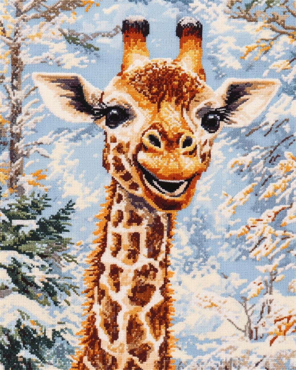 AxiangziK DIY Cross Stitch Kit Cartoon Giraffe 11CT 60x80cm