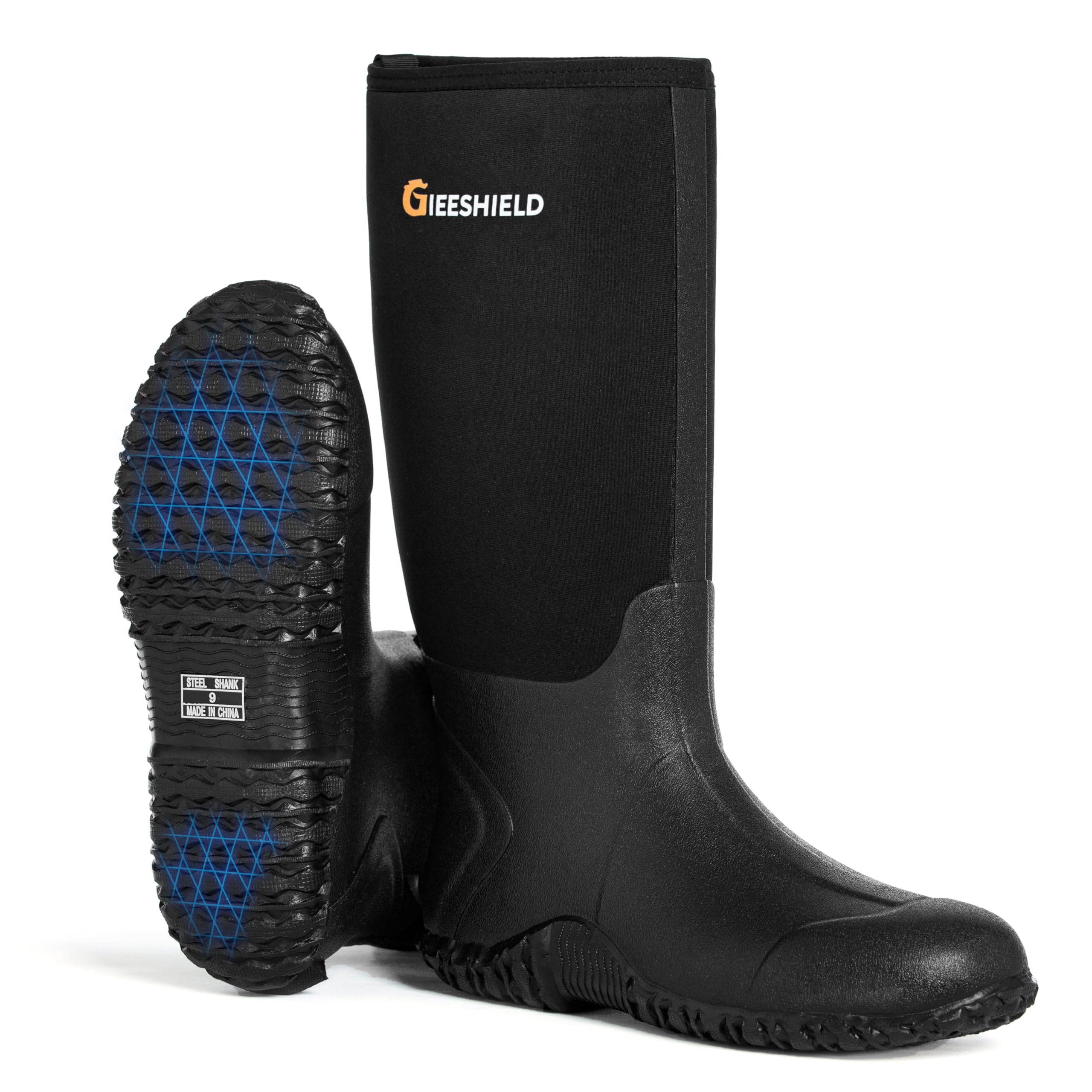 gieeshield Rubber Boots for Men And Women, Waterproof Insulated Hunting & Work Boots with Steel Shank, Durable Anti-Slip Outdoor Boots for Farming, Gardening, Fishing, Mud Working(Black, Next G2 Camo)-picture-30