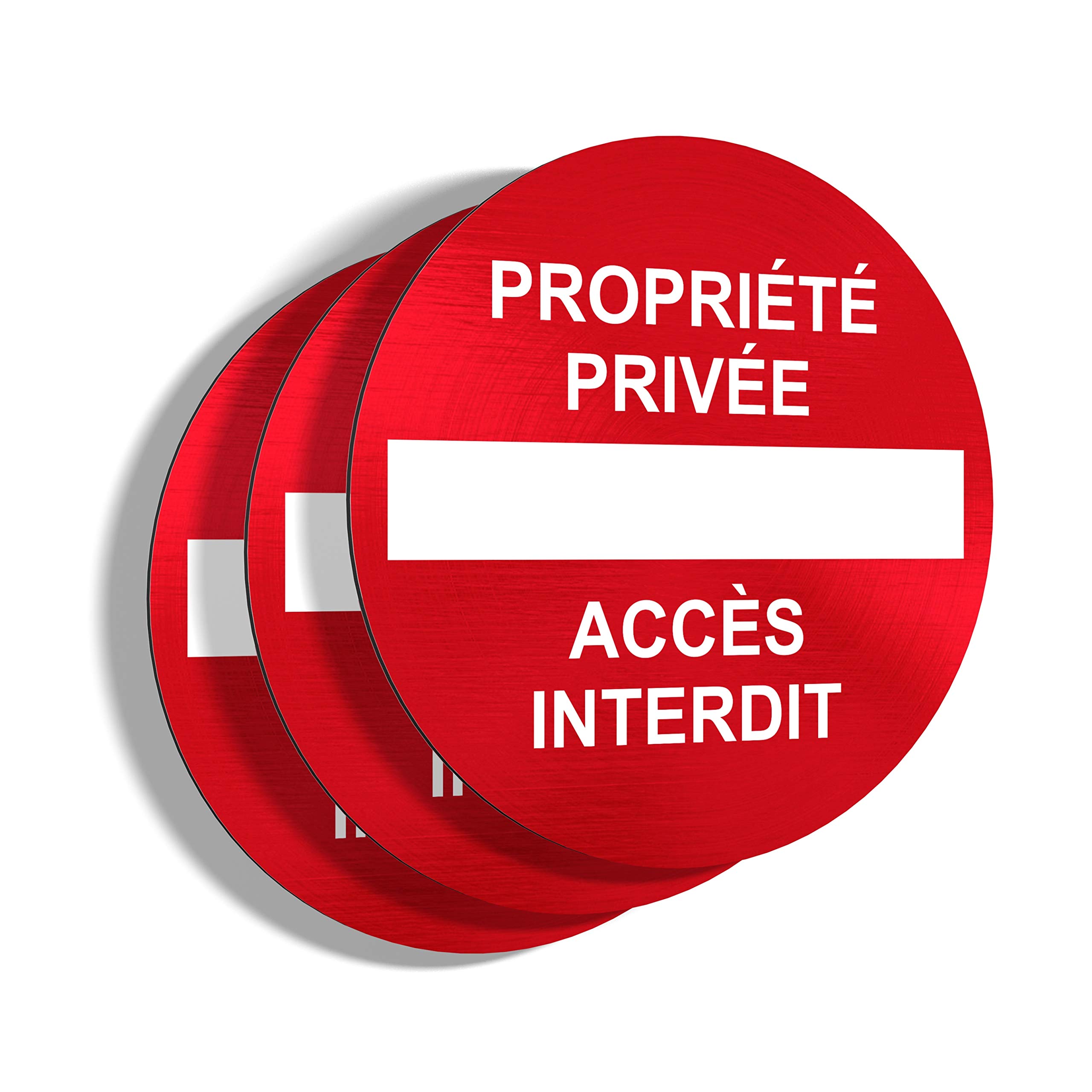 Panneaux rigides Propriété privée/Accès Interdit - Lot de 3 - Application sur Poteau, Mur, Porte de Garage - Ultra résistant - Aluminium (Pas PVC) - 20 cm
