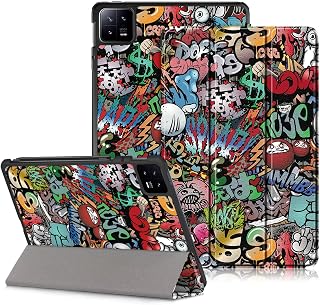 Hülle für Xiaomi Pad 6/Xiaomi Pad6 Pro 11 Zoll 2023, Slim Stand Hard Back Shell Cover mit Auto Wake/Sleep,Graffiti