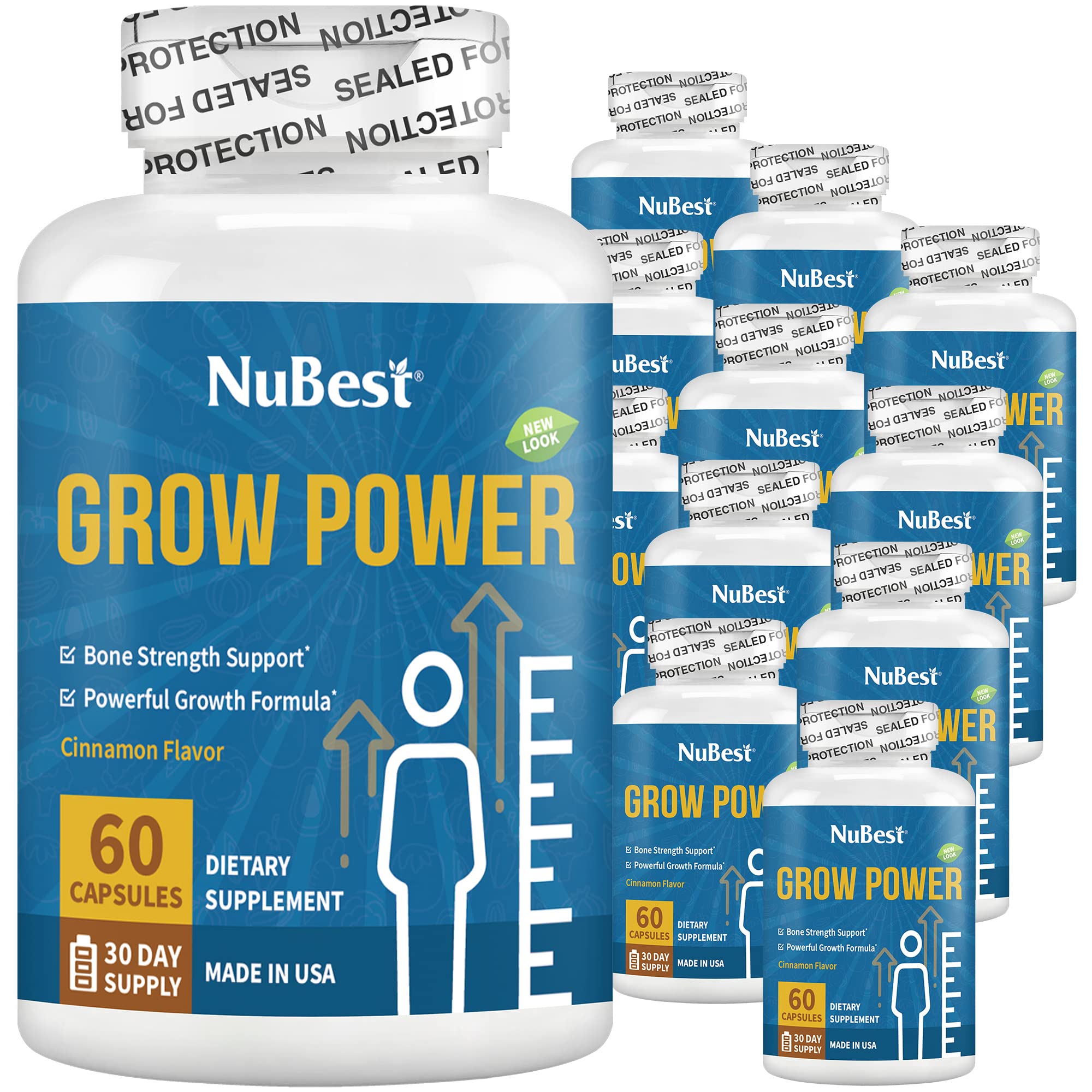 NuBest Grow Power - Powerful Bone Strength Formula for Children (10+) & Teens - Supports Healthy Bone Health, Overall Health with Calcium, Vitamin D3, Phosphorus, Magnesium & More - 12 Pack