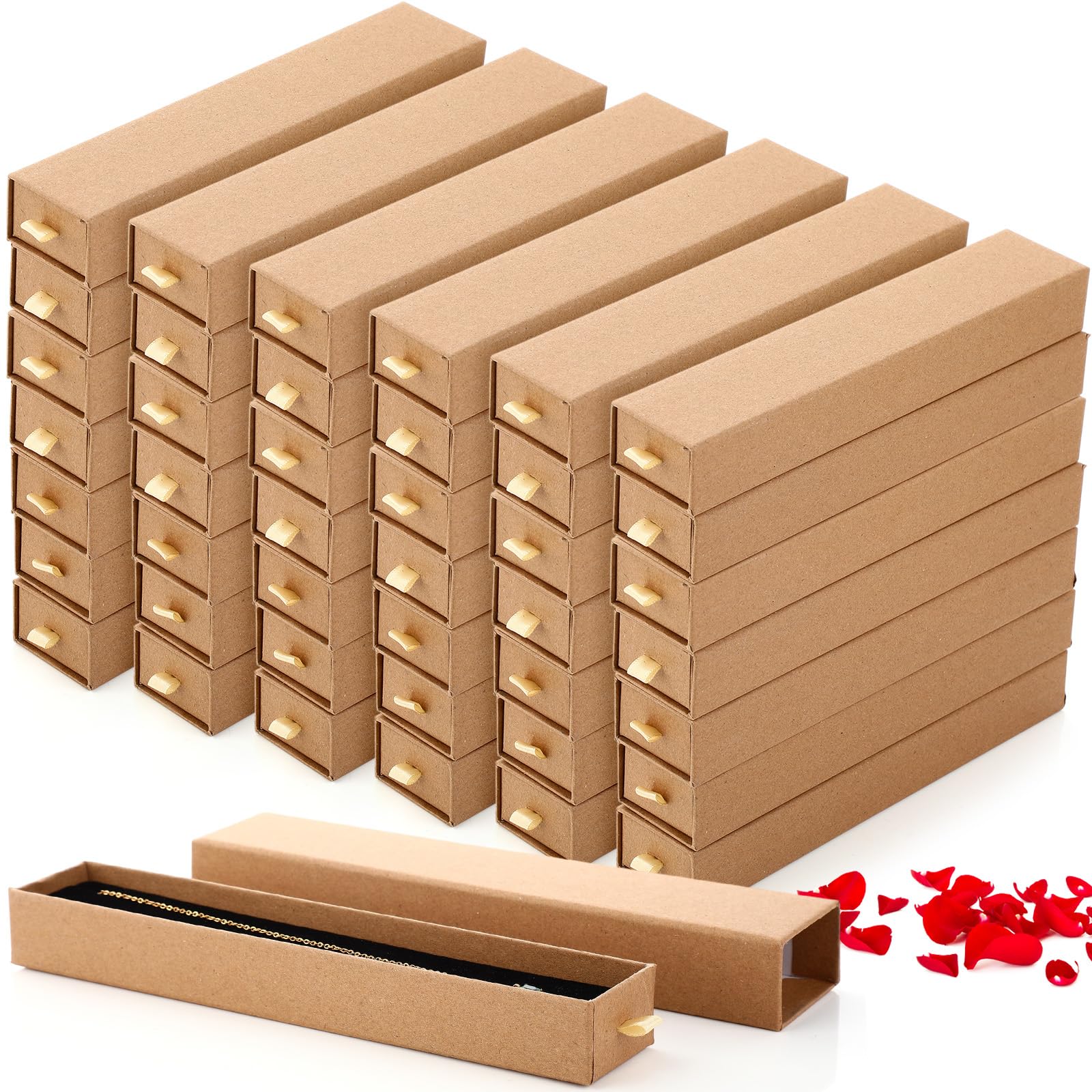 Kenning 36 cajas de regalo de joyería para collares, caja de collar con cajón deslizante vacía para exhibir collares, cadenas, pulseras, organizador para propuesta de San Valentín, boda, fiesta,
