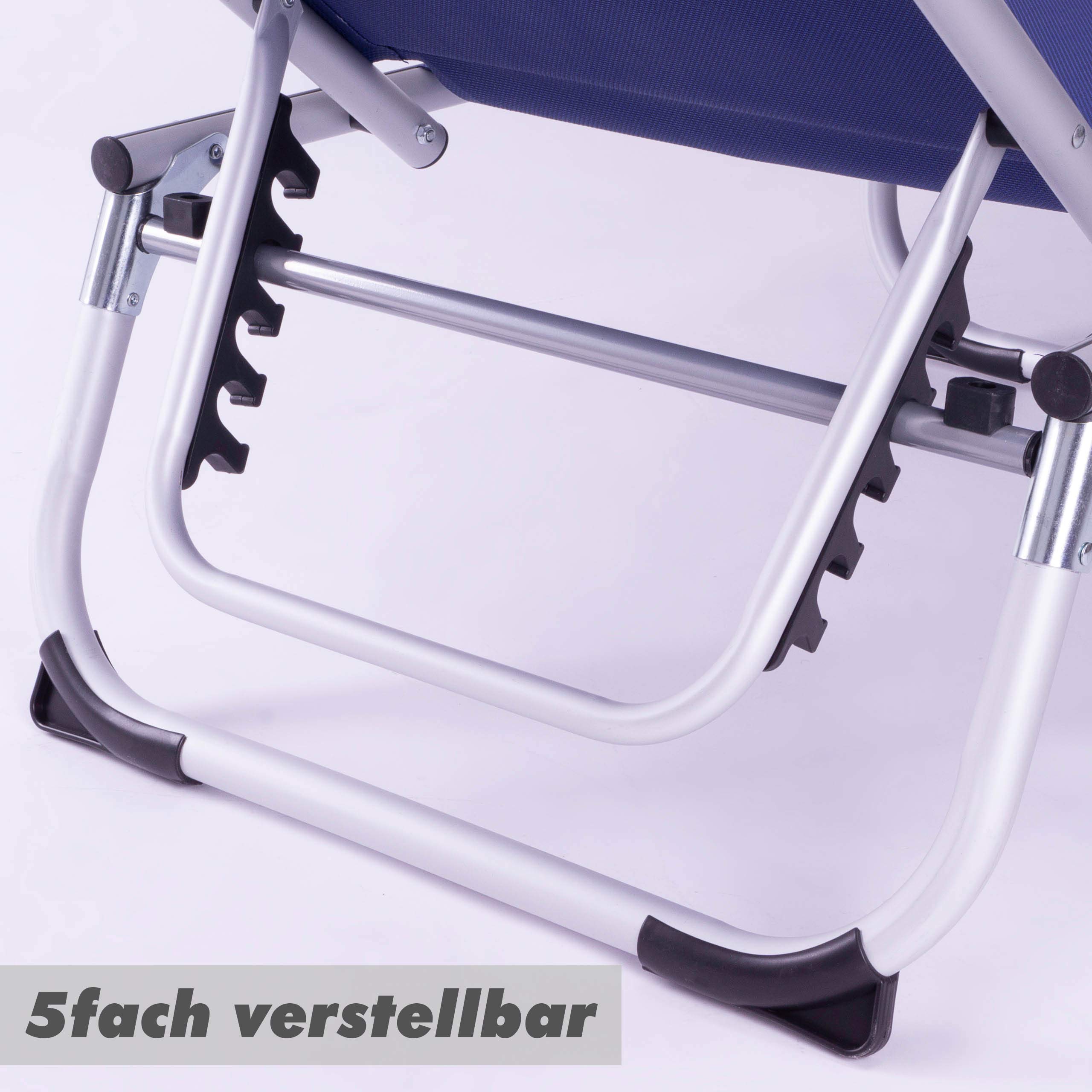 Divero Sonnenliege mit Dach blau 187x57x30 cm Keret klappbar 5fach verstellbar Gartenliege Aluminiumrahmen Dreibeinliege wetterfest robust