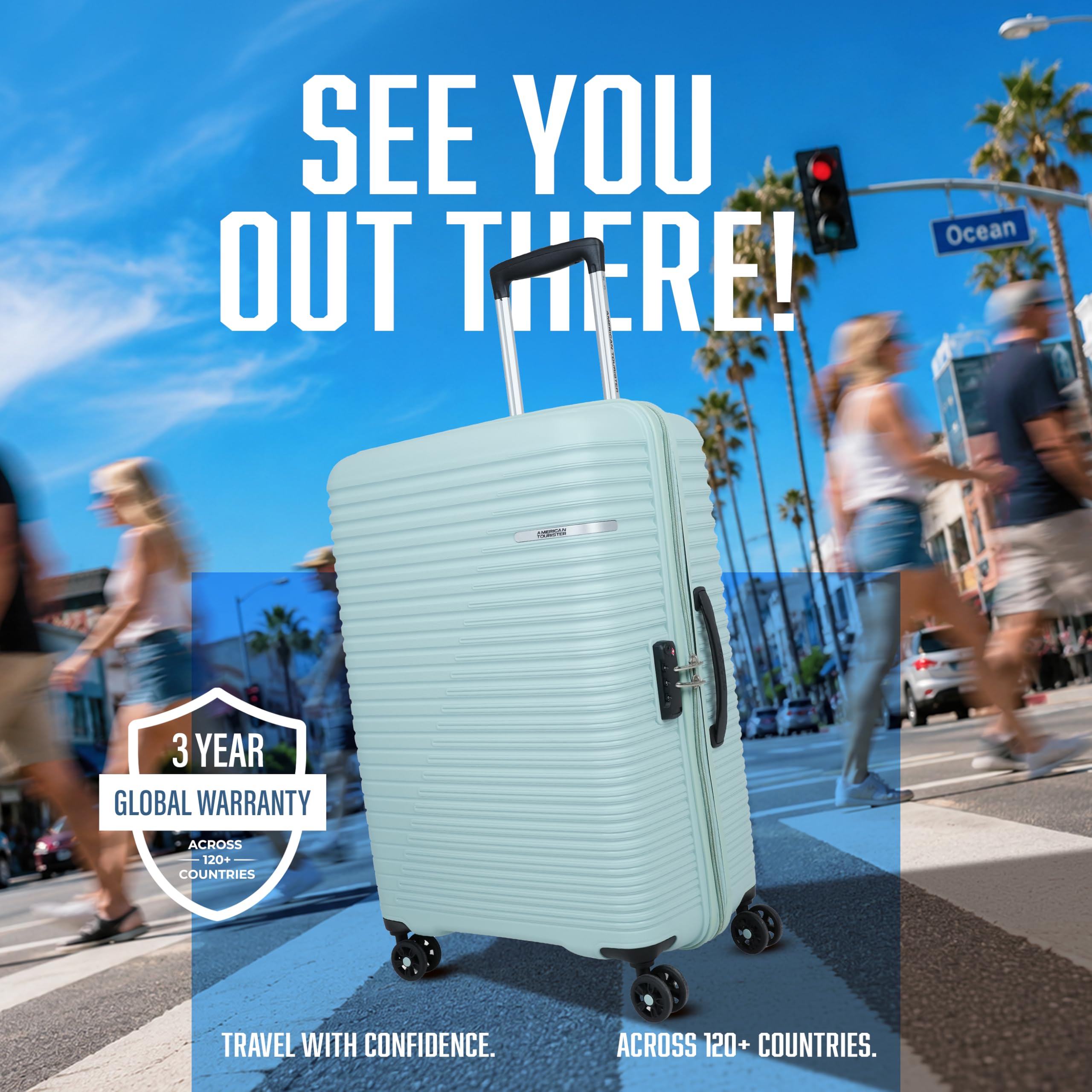 American Tourister Liftoff+|Large Size Check-in Spinner Trolley Bag (79 cm) for Travel|360° 8 Wheel Travel Luggage|Hard Case Polypropylene (PP) Suitcase|Mounted TSA Lock|Seafoam Blue 2