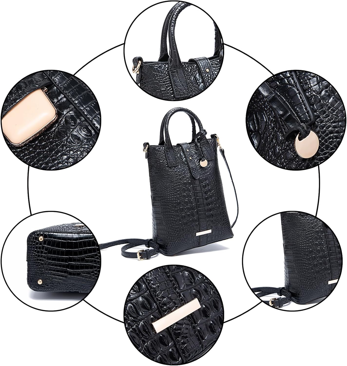 Elegant Women Crocodile Tote Bag Trendy Office & Work Purse Classic Leather Handbag with Shoulder Strap - Image 7