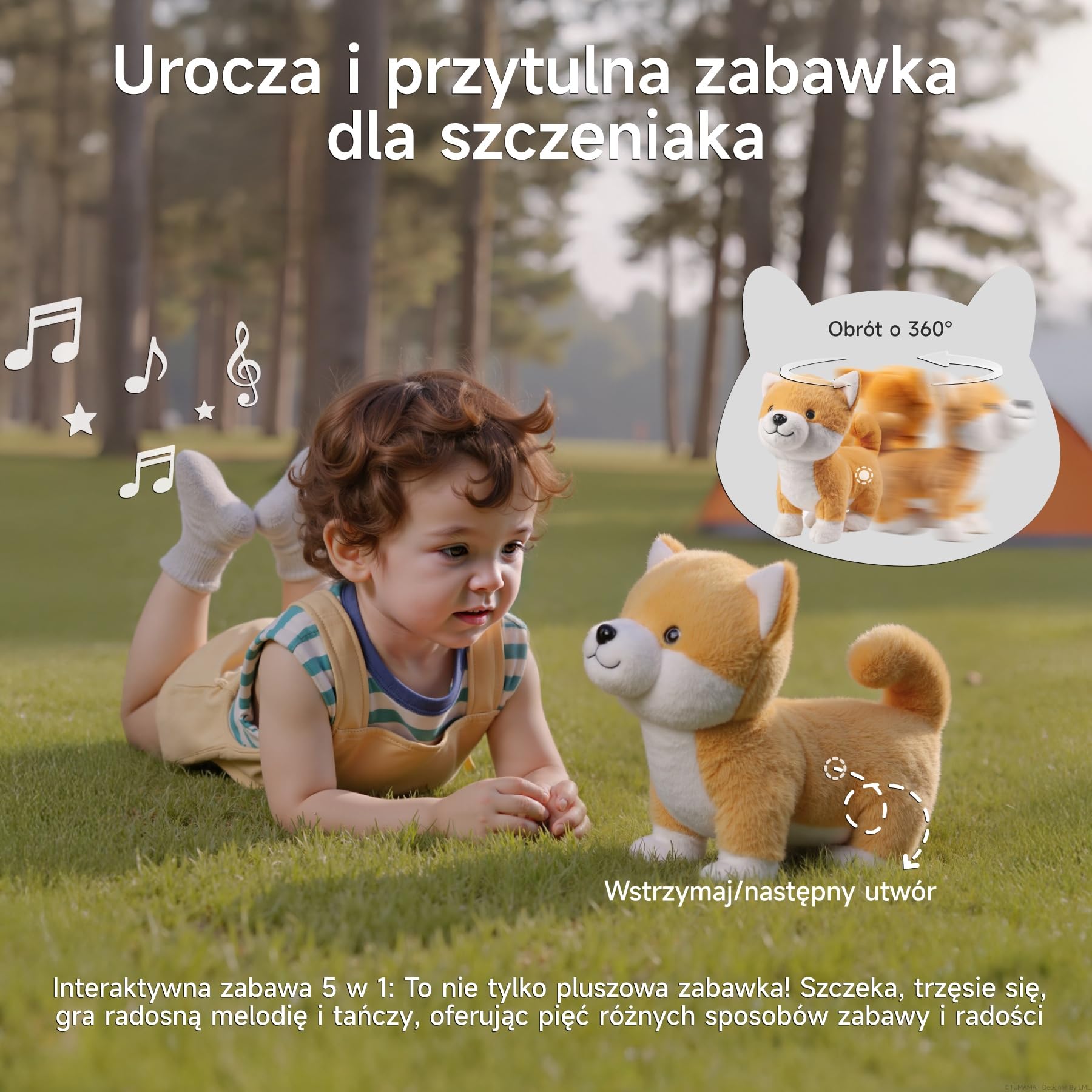 Pluszowy Piesek, Szczeka, Śpiewa, Kręci się w Kółko, Interaktywny Pluszowy Szczeniak, Zabawkowy Pies Dla Dzieci Chłopców i Dziewczynek
