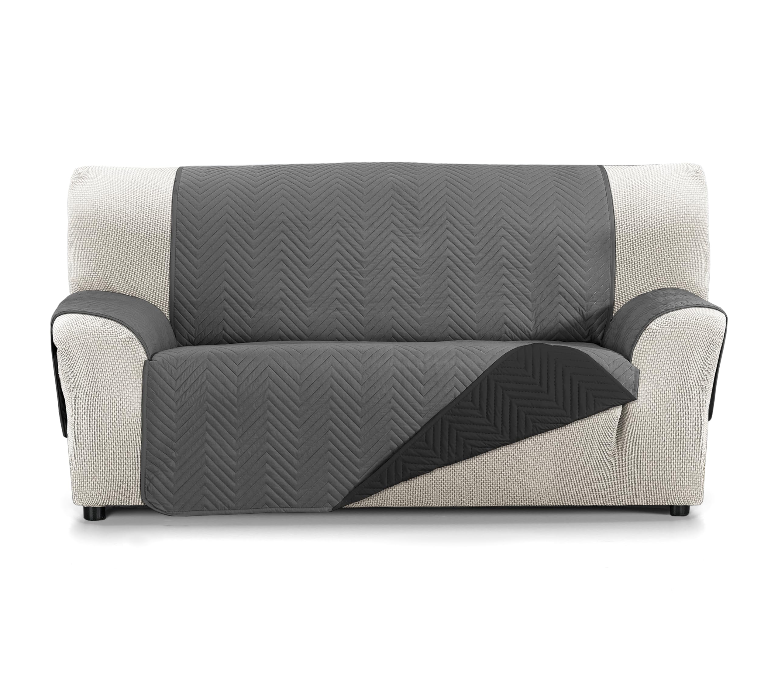 Martina Home Milano Funda Cubre Sofá, Protector para Sofás Acolchado Reversible 4 Plazas XL Antracita/Negro