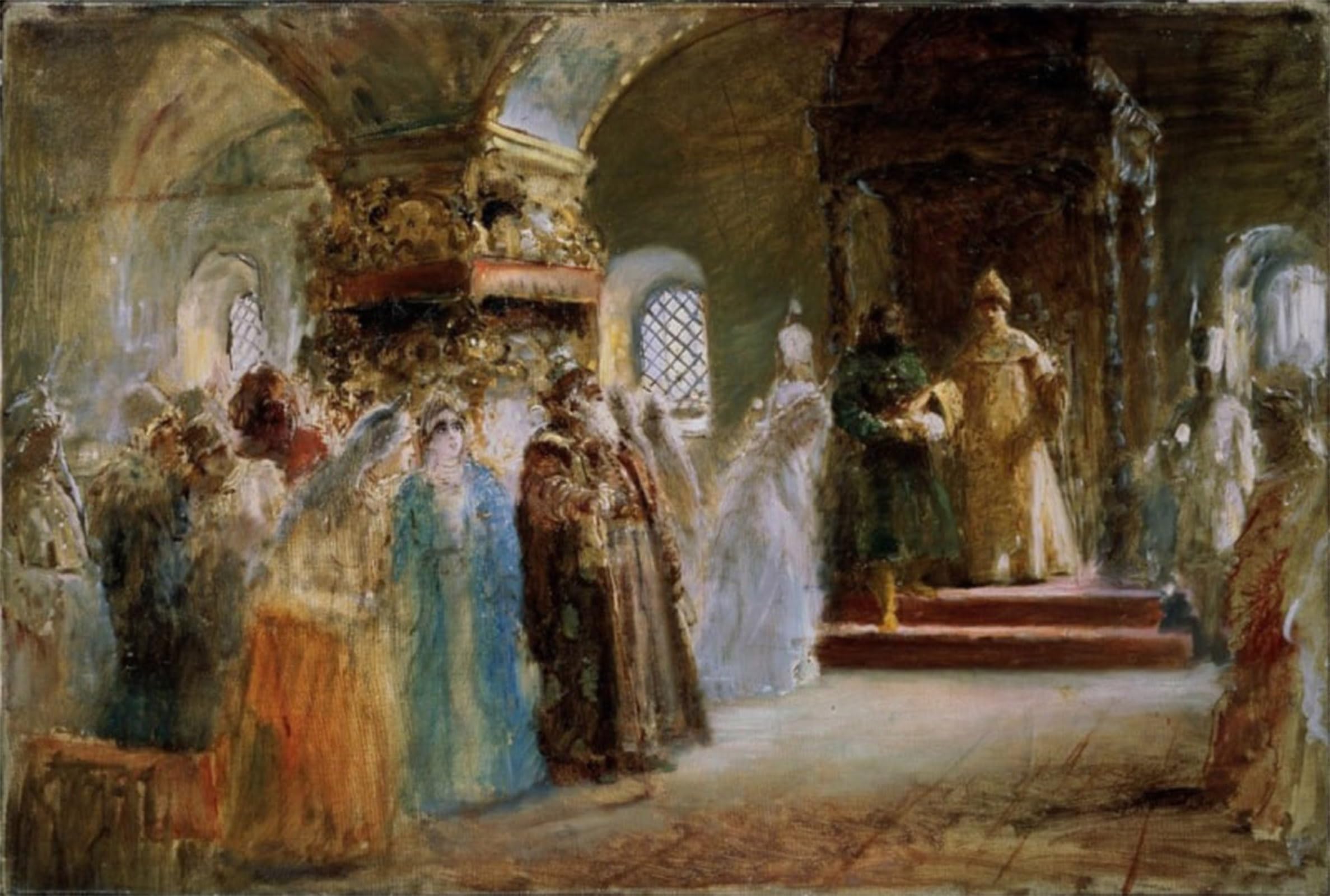 ARTXLXXBN Famous Painting Art Wall Decor Abstract Art Picture the Bride Tsar Alexei Mikhailovich by Konstantin Yegorovich Makovsky Animal Pictures for Home Decor 60x90cm