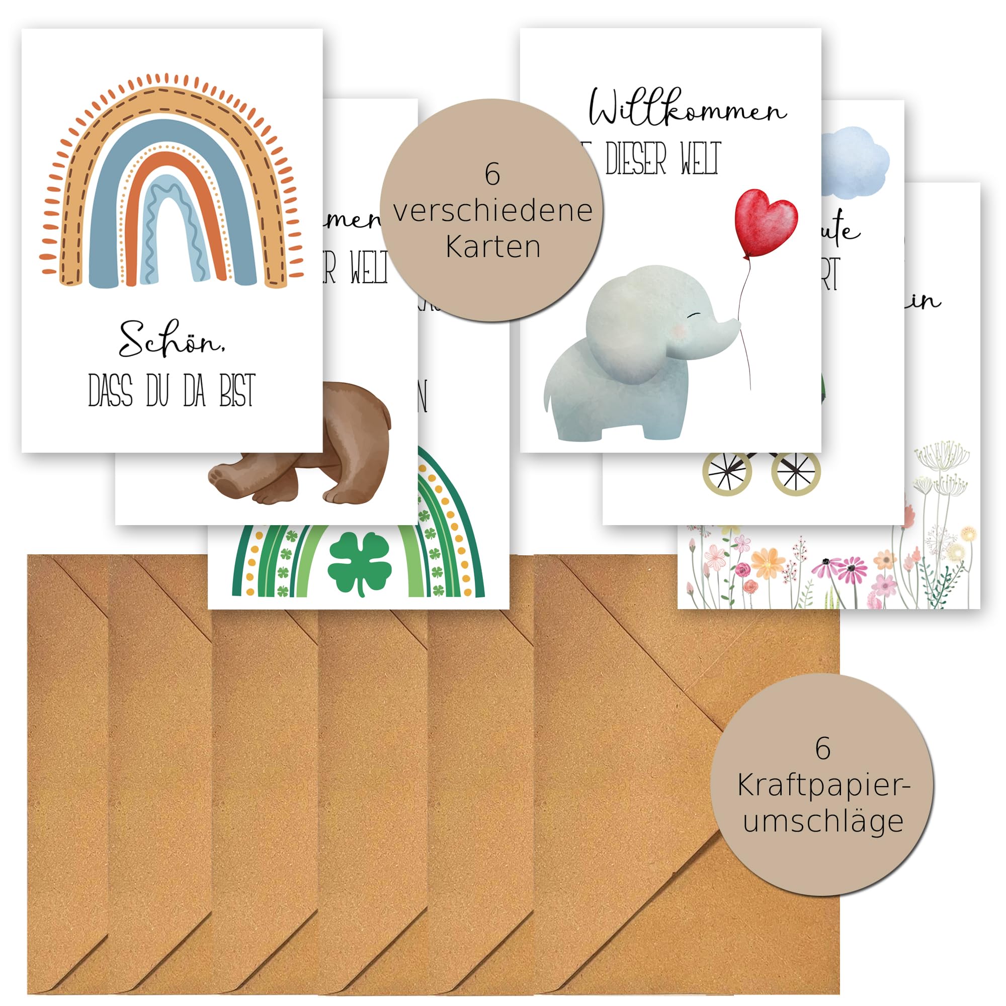 PAPIERACHEN Lot De 6 Cartes De Vœux Pour La Naissance