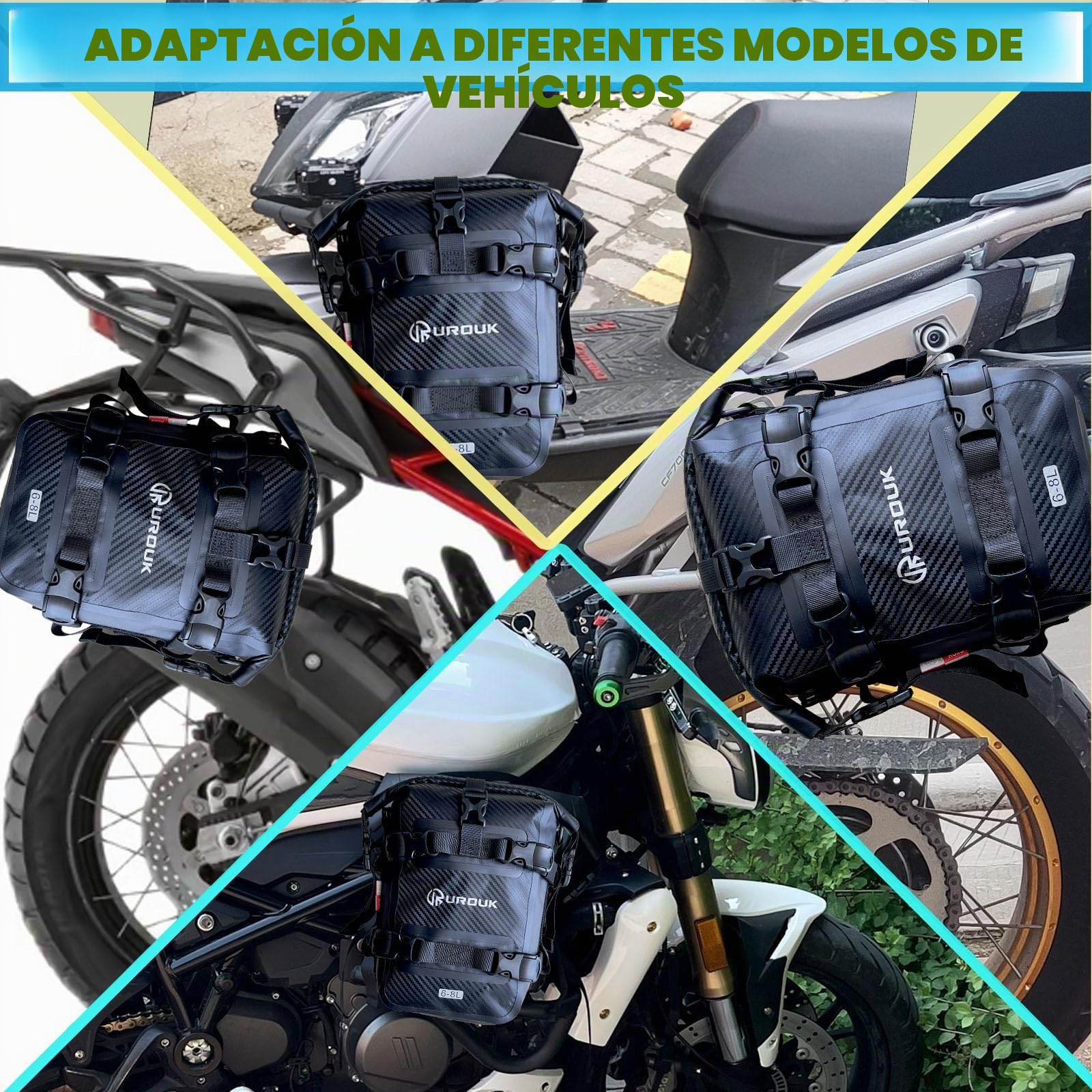 Bolsa Parachoques Moto 6L Bolsa Impermeable de Sillín para Defensas de Motocicleta - Ideal para Parachoques, Chasis y Montaje Trasero