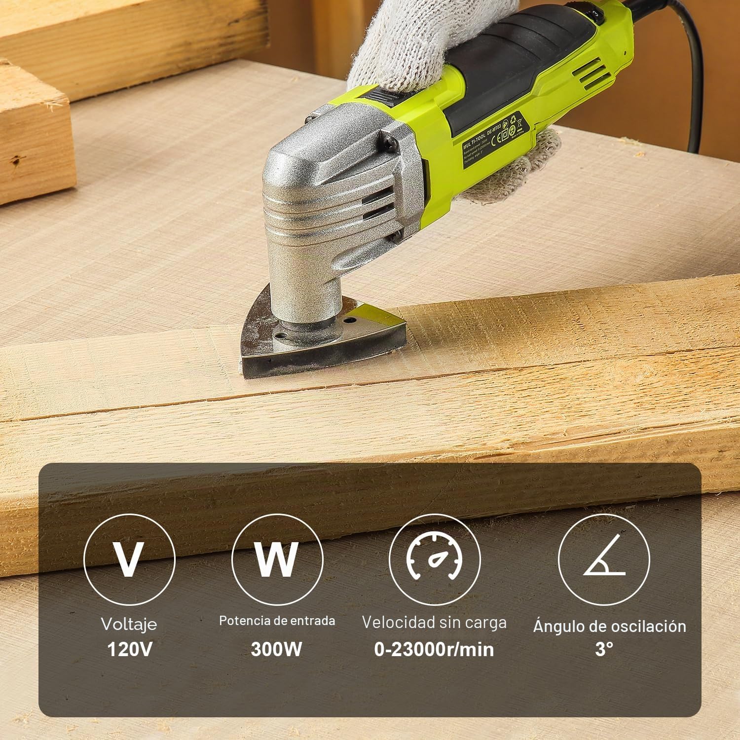 DEWINNER Herramientas oscilantes, 6 velocidades variables 0-23000RPM Herramienta multifunción 300W, Accesorios con cuchillas multifunción de fijación