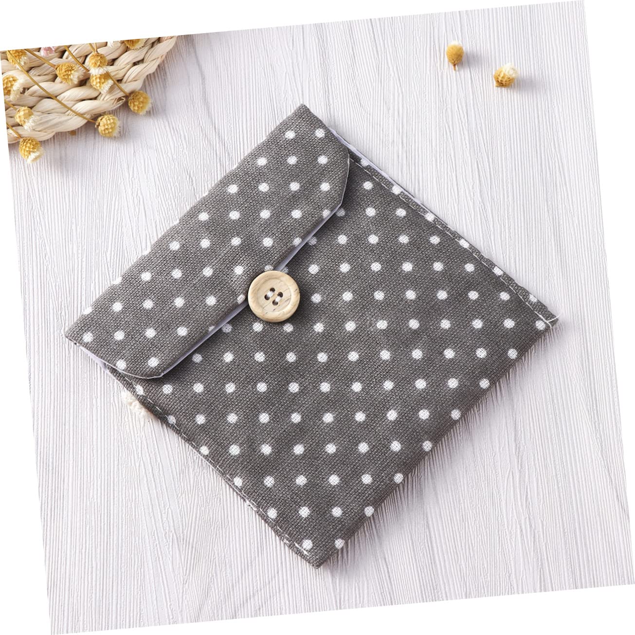 Mipcase Brown Dot Linen Sanitary Napkins Organizer Womens Secret Pouch Holder Case for Menstrual Pads Stylish Sanitary Pad Holder and Womens Sanitary Purse