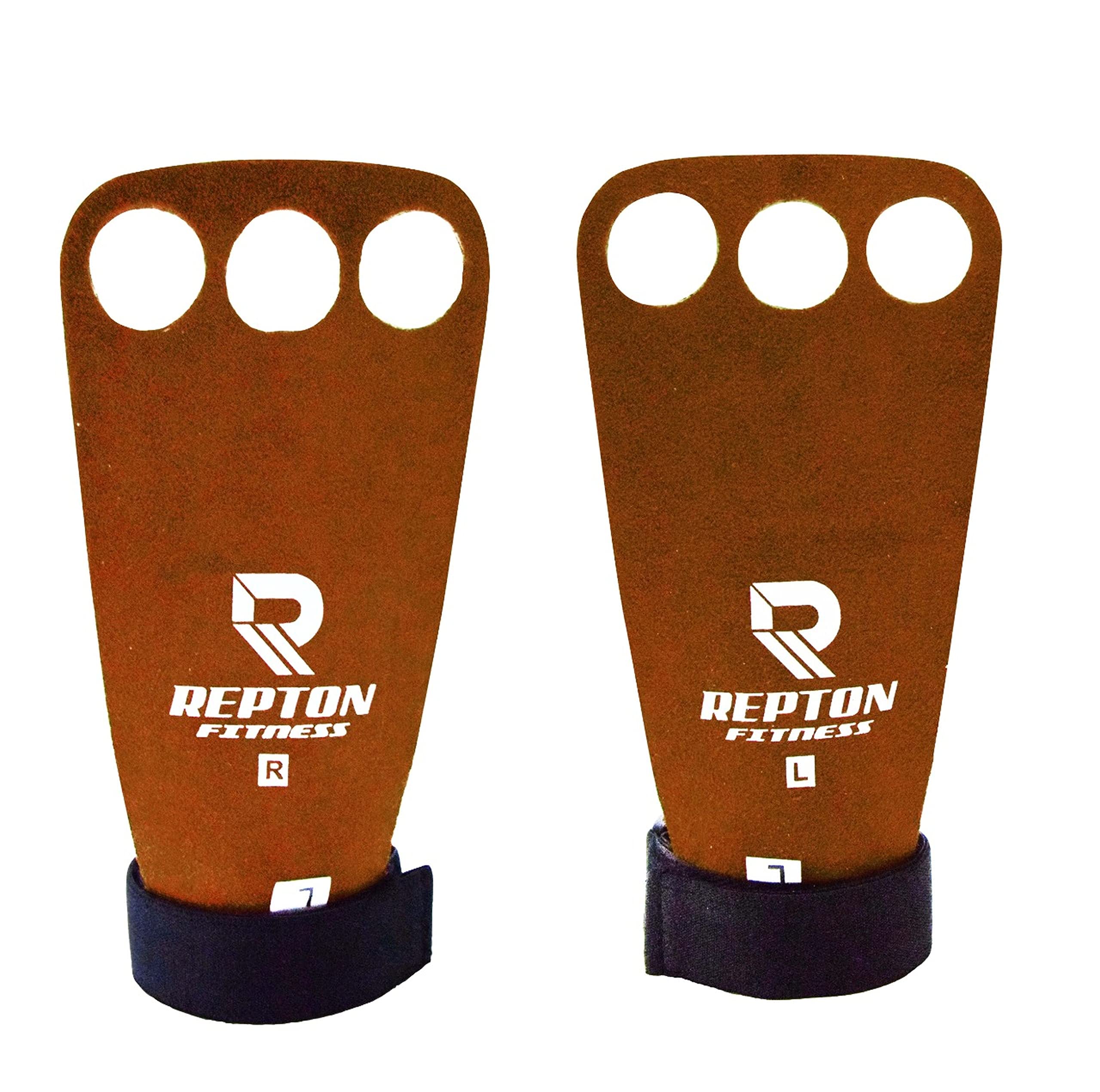 Repton Leather Gymnastics Hand Grips | Cross Fit Grips With Wrist Support | Full Palm Protection | Weight Lifting, Pull ups, WOD, Deadlifts, Gym Workout