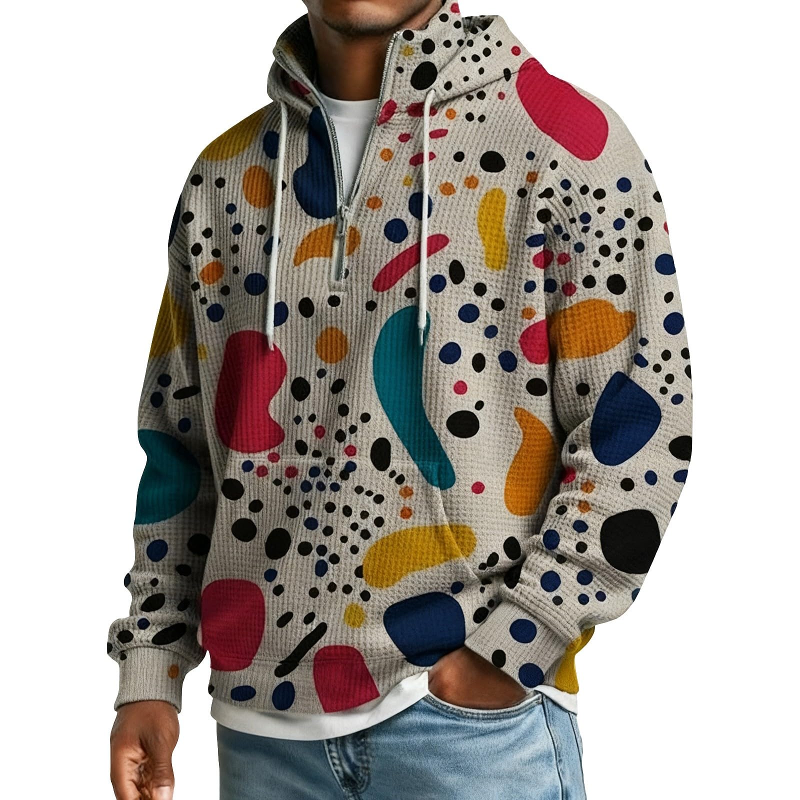 Sudaderas Hombres con Capucha Sudadera De Manga Larga Botones para Hombre, Estilo Casual Otoño E Invierno. Impermeable Hombre (Beige, XL) Oversized Gym Cremallera Tallas Grandes Ropa
