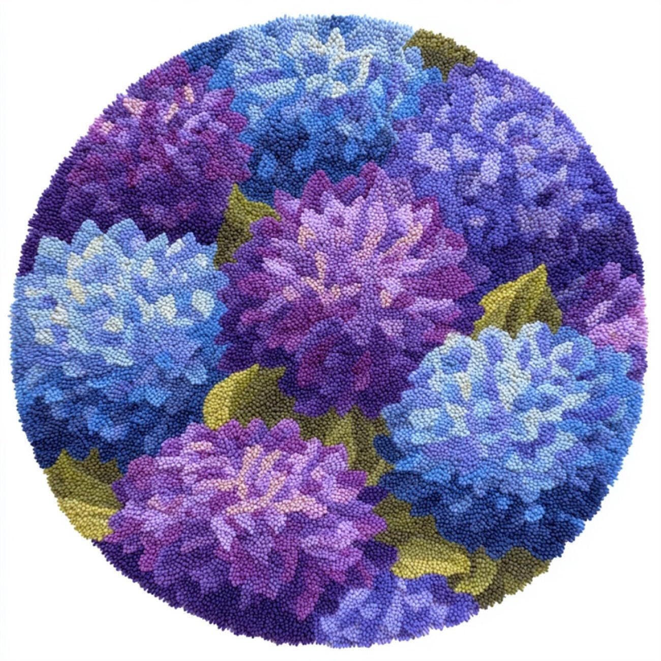 Kitquiver Rug Making Kit for Adults Purple Hydrangea 60x60cm