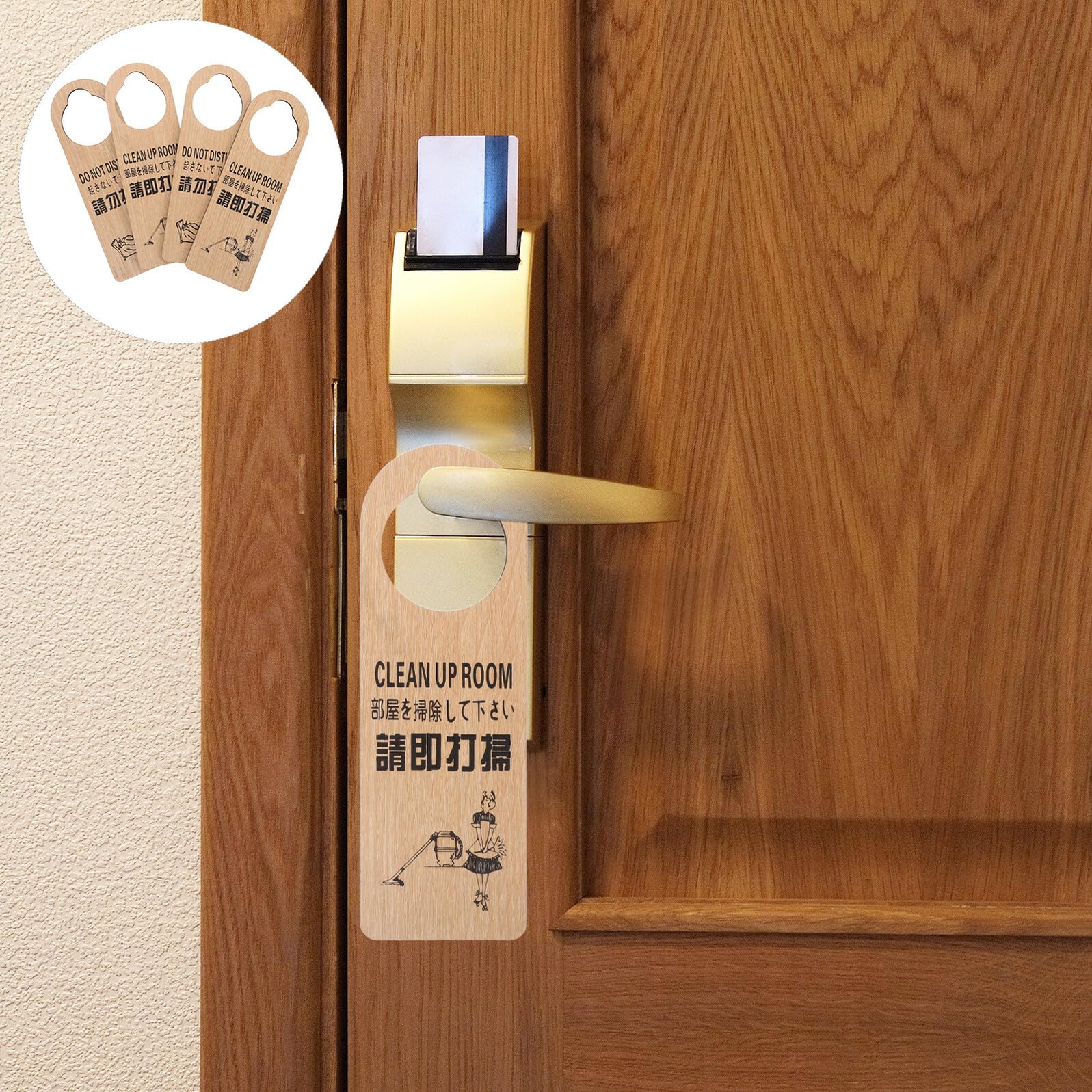 PRETYZOOM 20 Piezas Carteles de Madera para Puerta Reversibles de Estado de Habitación Doble Cara para Hotel Oficina Señal Colgante para Solicitud de Limpieza o No Molestar