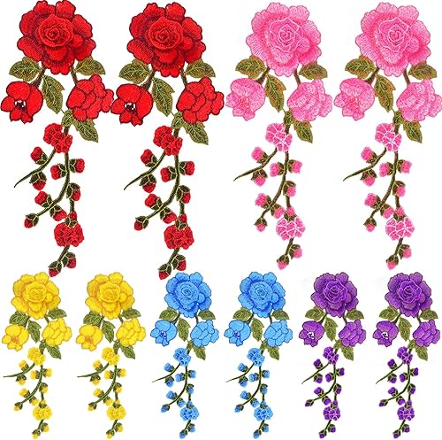 10 parches decorativos bordados de flores para coser, apliques de bordado de pétalos florales para bricolaje, jeans, chaquetas, mochilas, ropa,