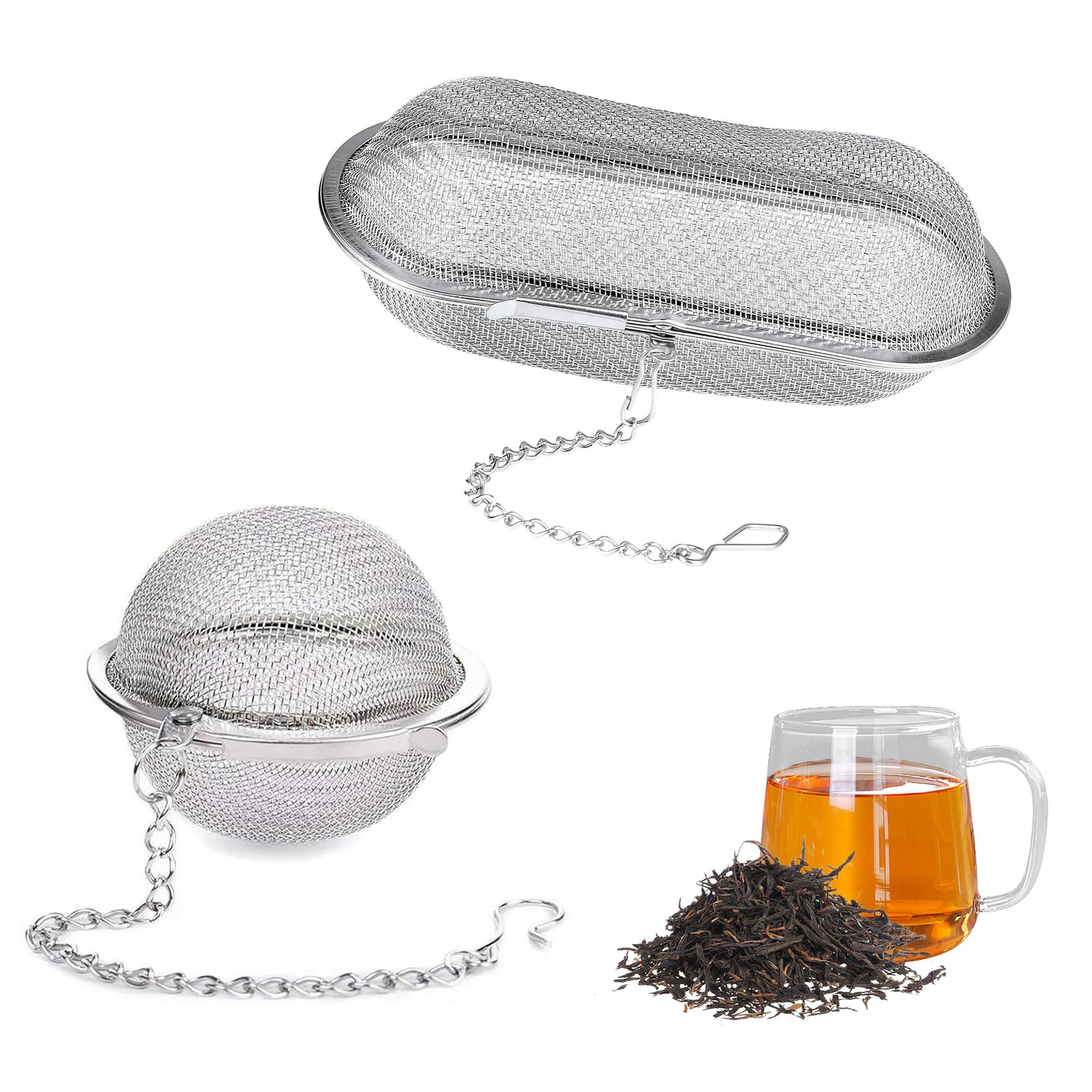 2 filtros de té, coladores de especias, de acero inoxidable, reutilizables, colador de especias y especias para preparar té en casa, restauración y cocina