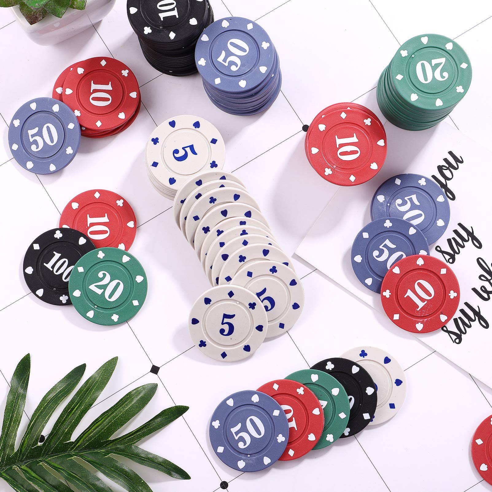 NUOBESTY 100Pcs Poker Chip Set Plastic Counting Counters Poker Chips