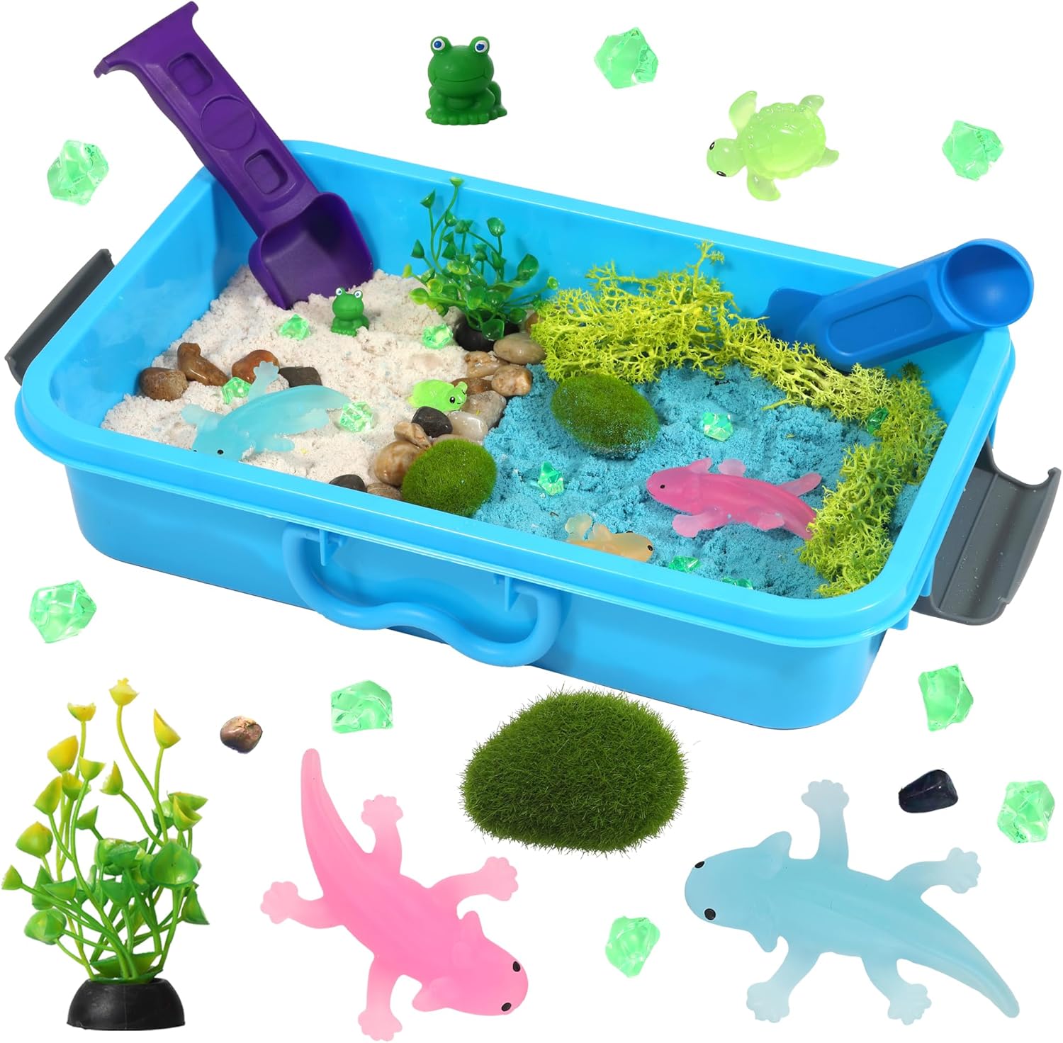 AGENTLAN Axolotl Sensory Bin,Axolotl Sensory Toys with Play Sand for Toddlers Boys and Girls, Kids Toys Gift Sand Toys for Age 3 4 5 6 7 8