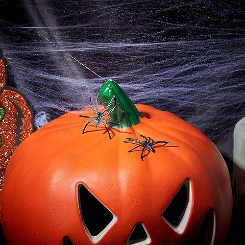 Miniatura 5 de Boao 6 telarañas elásticas de Halloween con 12 arañas de plástico para decoración de Halloween en interiores y exteriores