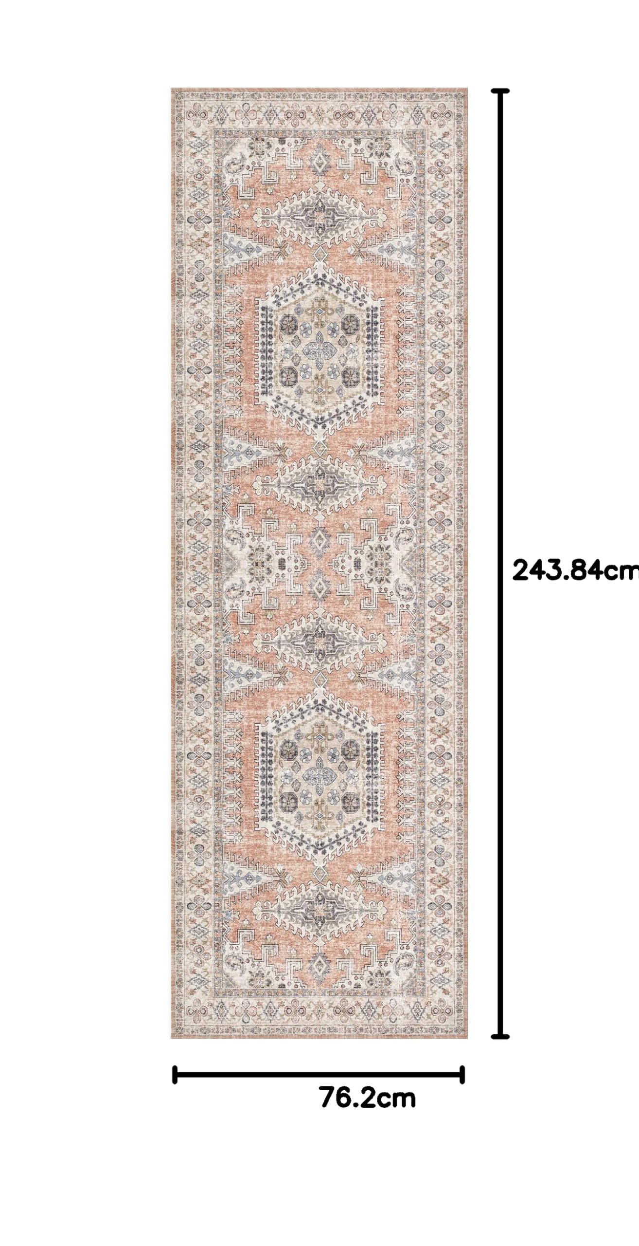 Valenrug Washable Runner Rug 2'6x8 - Ultra-Thin, Stain