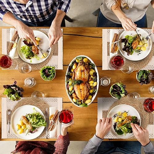 Miniatura 7 de Juego de 6 manteles individuales bohemios hechos a mano para cocina, comedor, decoración de centro de mesa, decoración de centro de mesa, arpillera