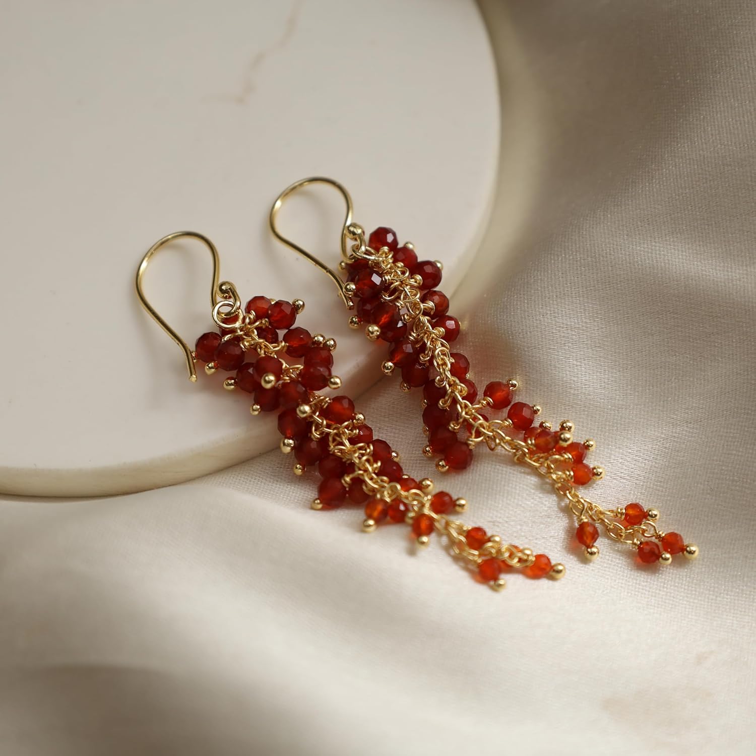 Gempires Gemstone Beaded Crystal Earrings Handmade Cluster Jewelry Hypoallergenic Gold Plated Elegant Everyday Wear Jewelry For Women - Image 3