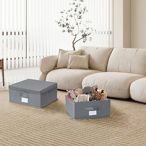 Miniatura 5 de Juego de 3 contenedores apilables de almacenamiento  Contenedores de almacenamiento de tela con tapa para almacenamiento de DVD, caja de memoria,