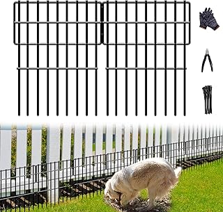26 Panels No Dig Fence, 28ft(L) x 17in(H) Dog Digging Fencing Barrier, 1.2in Gap Animal Barrier for Bottom of Fence, Rustproof Metal Garden Edging Border Ground Defense Blockers for Outdoor Patio