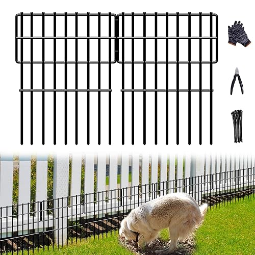 26 Panels No Dig Fence, 28ft(L) x 17in(H) Dog Digging