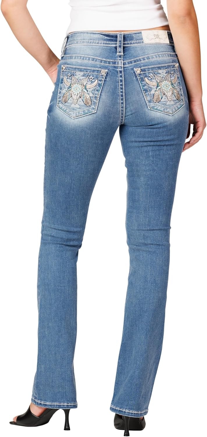 Miss Me Women's Sitting Bull Mid-Rise Bootcut Jeans