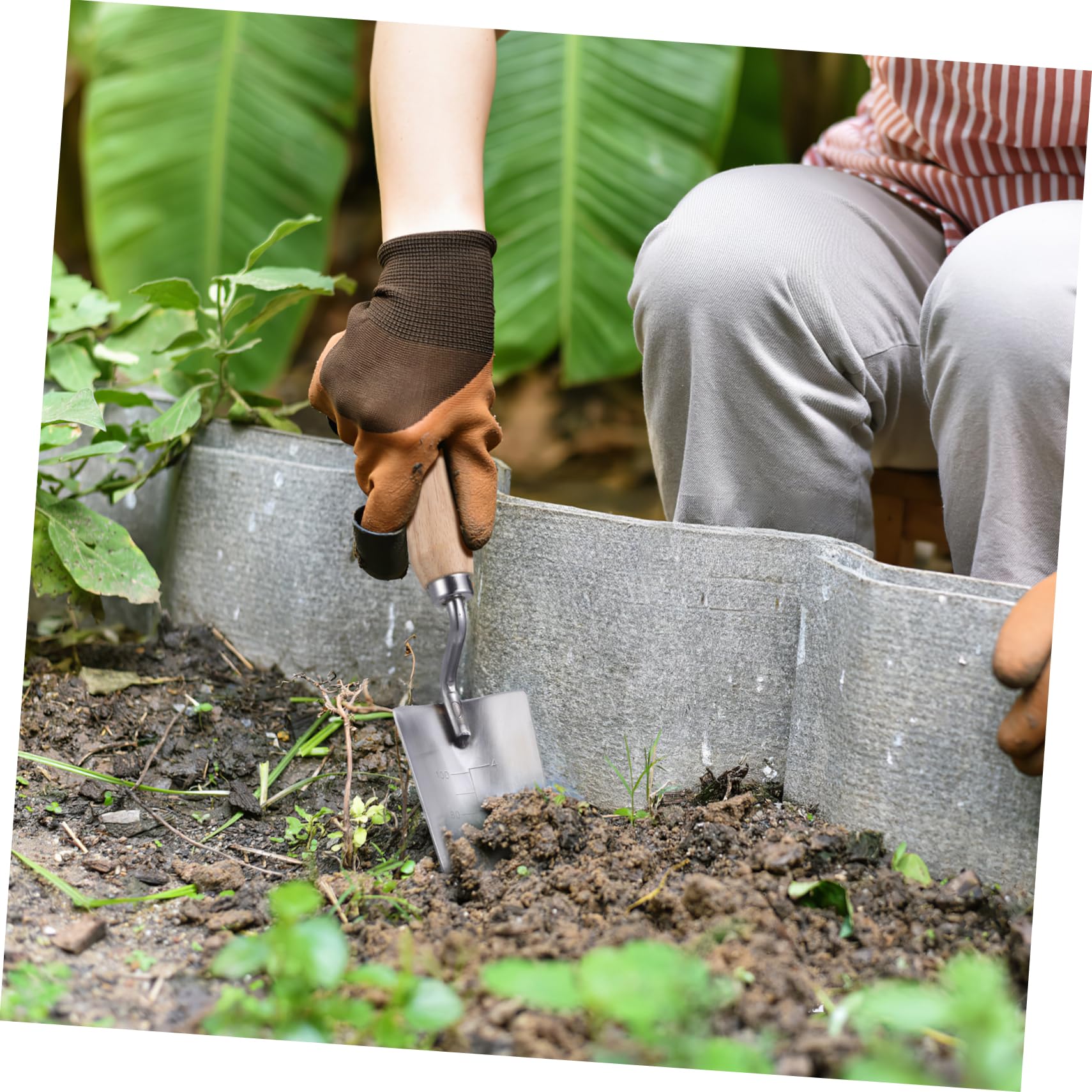 5 Stück Garten mit Holzgriff Multifunktionale Handspaten zum Pflanzen Graben und Umtopfen Ergonomisches Design für Komfortable Gartenarbeit Präzise Skalenmarkierungen für