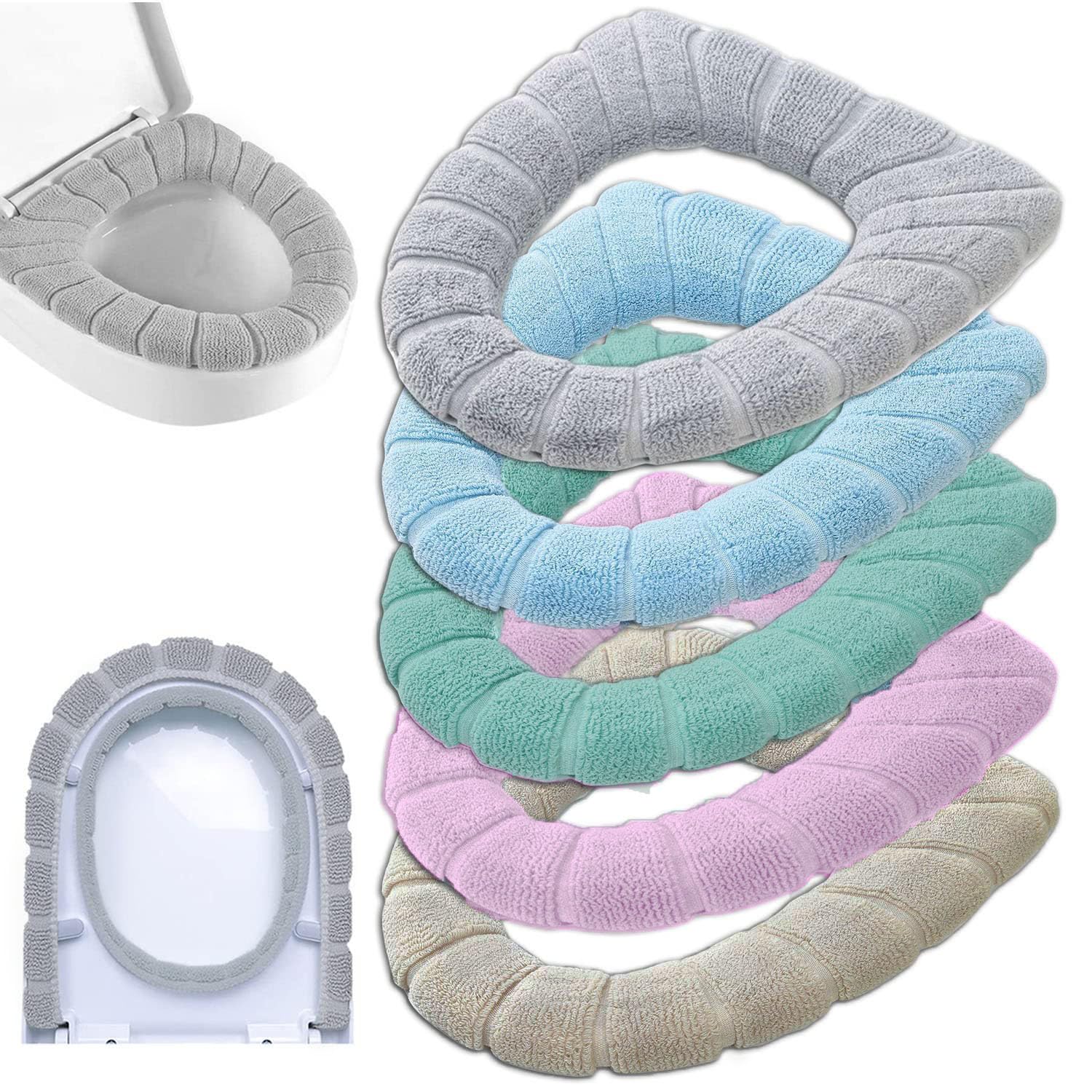 Toilet seat Cover Cushion Pads Luxury Toilets Warm Toilet Thicken seat Covers Warm Toilet Seat Mat Super Warm Universal pack of 5