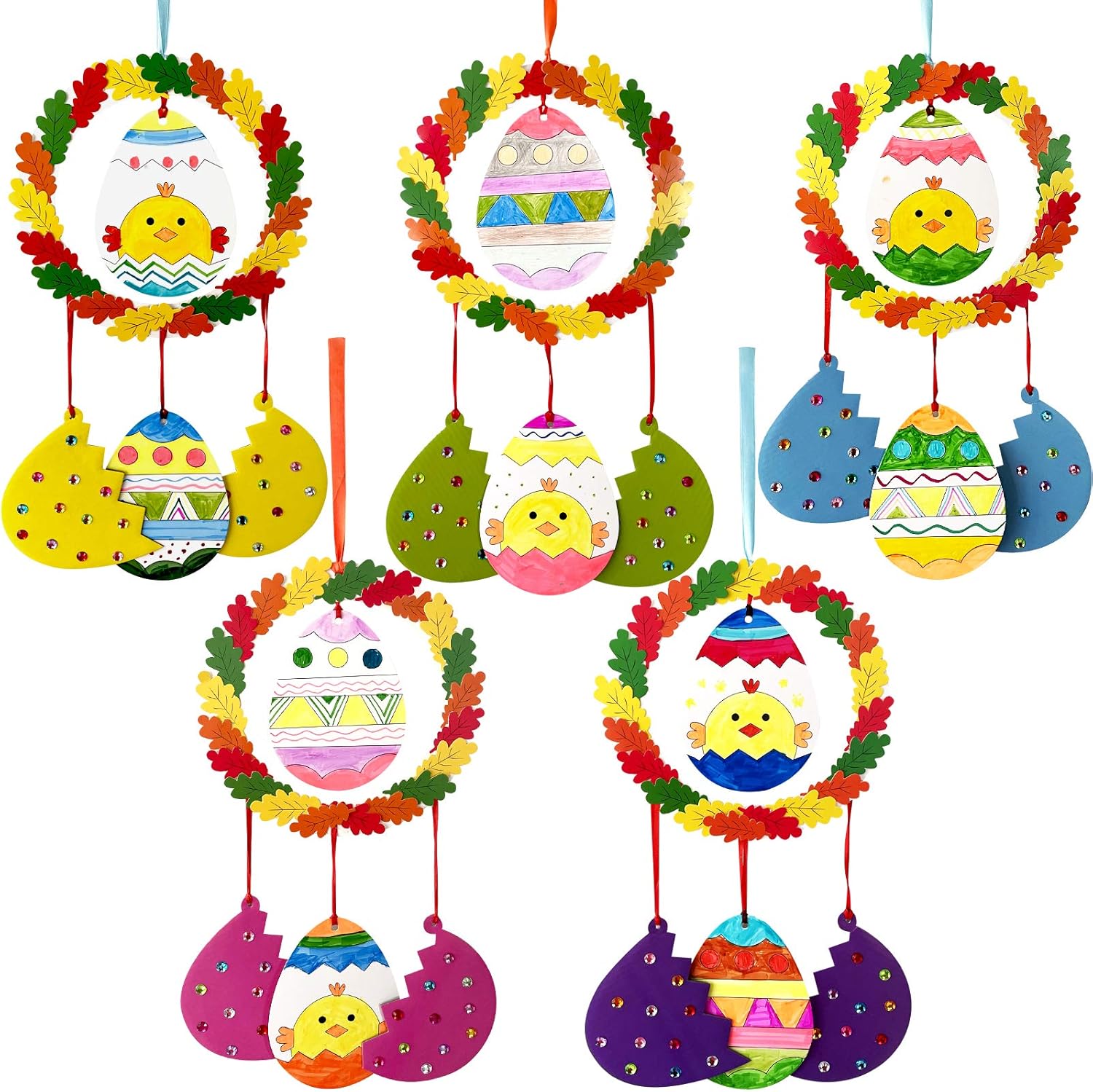 Up To 60 Off Llxieym 5 Pieces Easter Wreath Crafts Kit Egg Wreath Diy Carfts Sets Hanging Egg Wreath Carfts Kit For Easter Decoration Kid Favor Art Decoration Mix Color 1 No 1