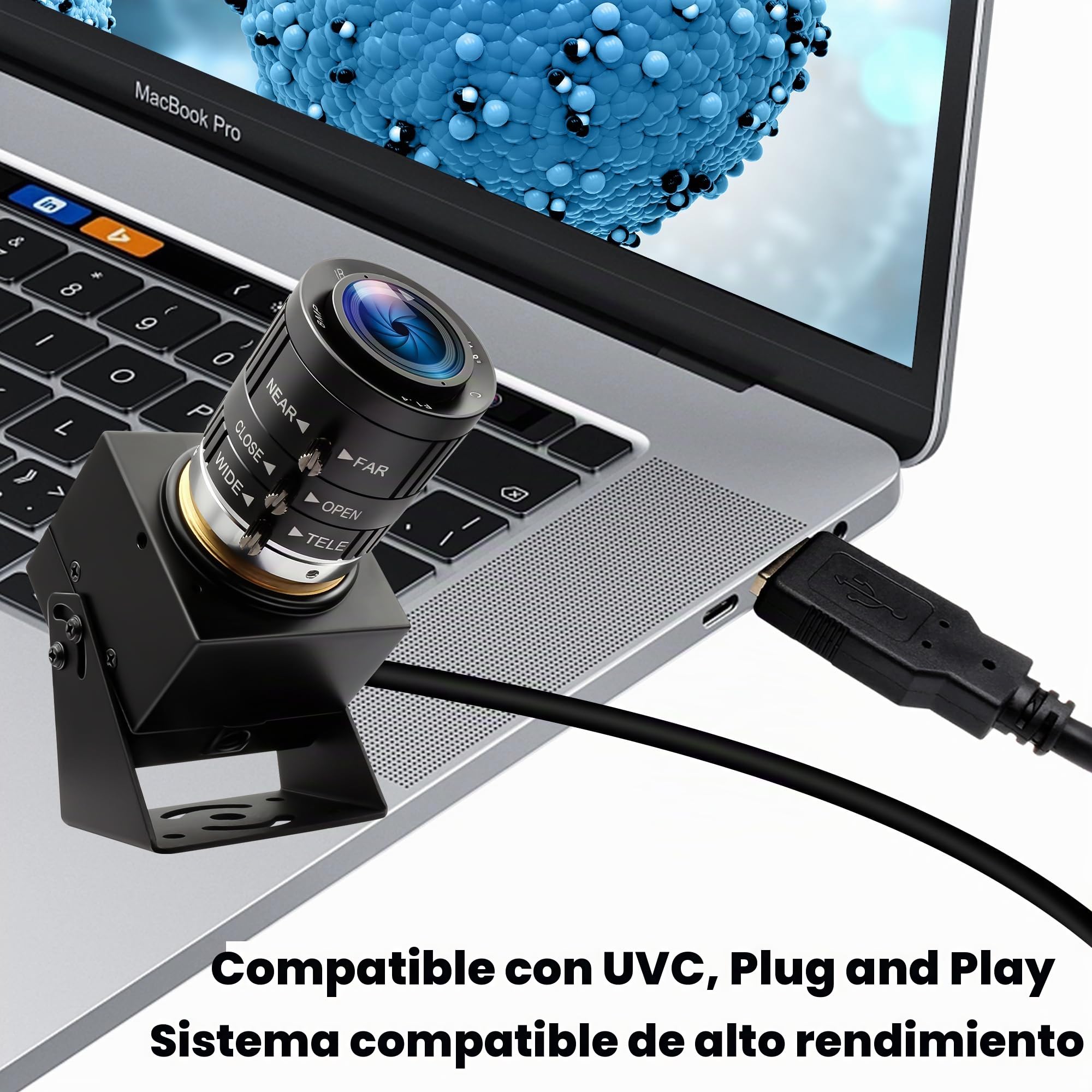 ELP Cámara USB 4K 120fps - Cámara de alta velocidad 12MP con zoom óptico manual 3x - para Golf, Raspberry Pi, Windows, Linux, Mac OS