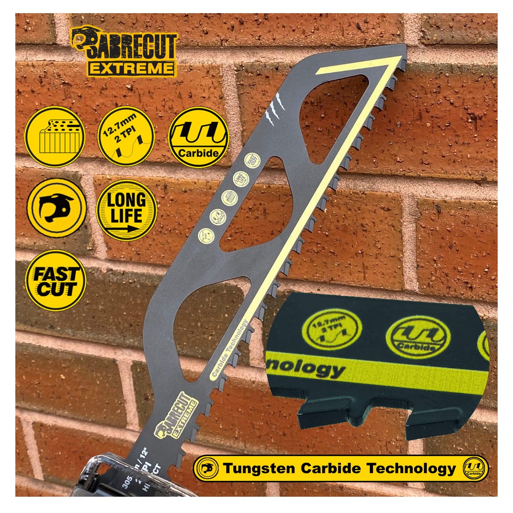 SabreCut 3pcs SCRS1243HM_3 305mm 2 TPI S1243HM Lame sega a gattuccio | Denti carburo di tungsteno offrono taglio duraturo in muratura e materiali edili