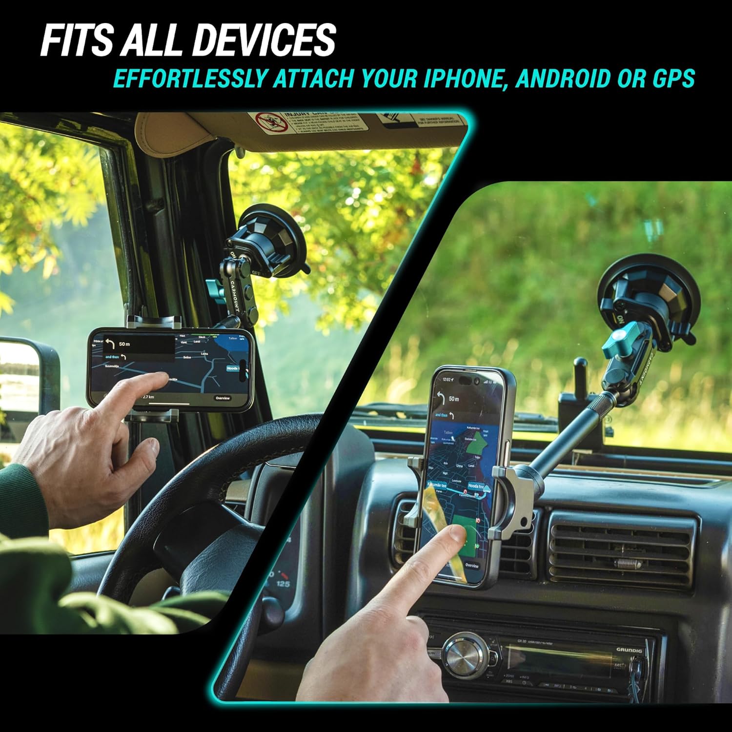 CARMOUNT TitanX100 Long – Truck Phone Mount – Heavy Duty Metal Phone Holder, Suction Cup Phone Mount for Car, Windshield Mount Cell Phone Holder for iPhone, Android, GPS & All Devices - Image 7