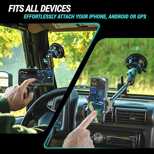 Miniatura 7 de CARMOUNT TitanX100 Long - Soporte de teléfono para camión - Soporte de teléfono de metal resistente, soporte de teléfono con ventosa para automóvil,