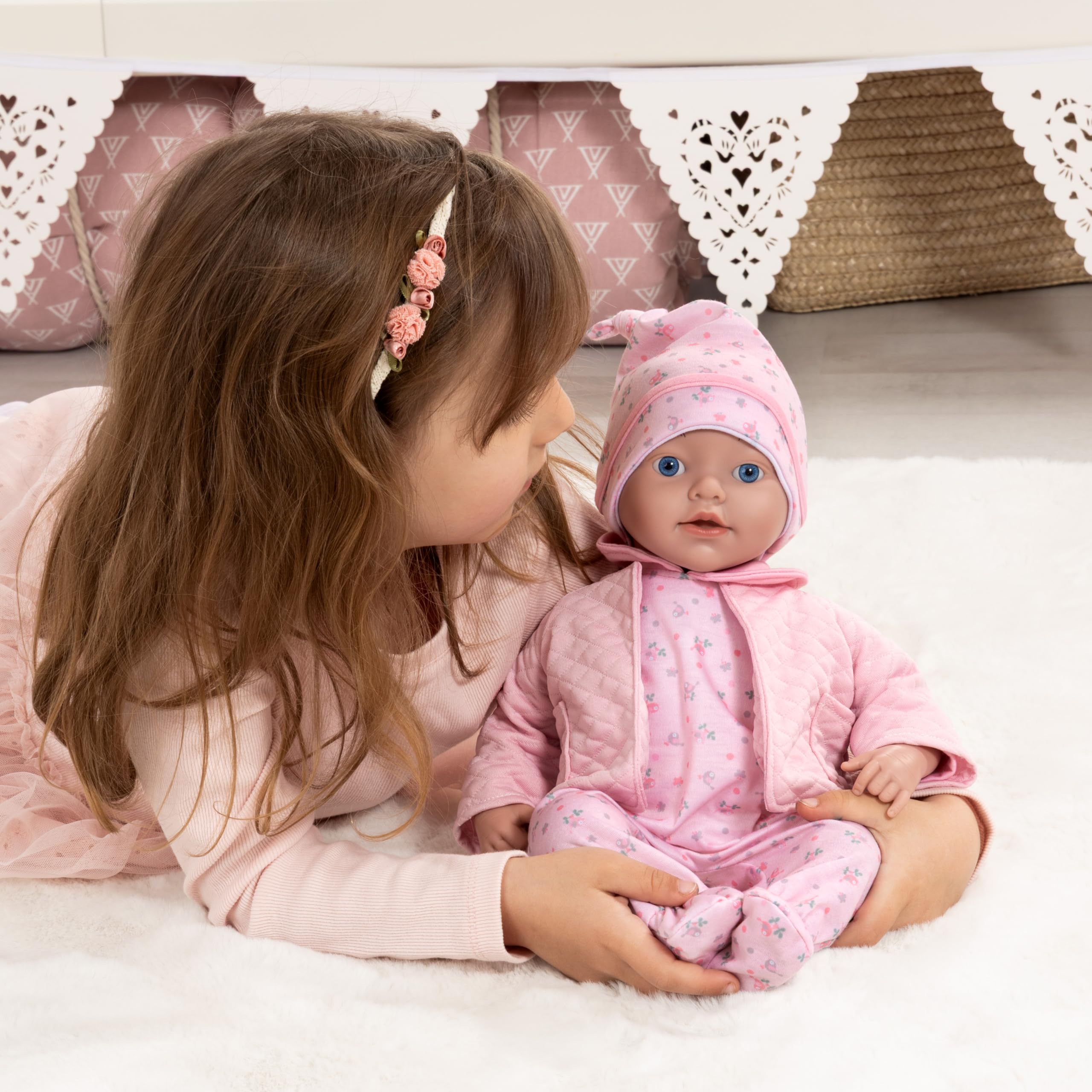 Bayer Design bambola reborn reale 38 cm, come vere, con ciuccio, biberon | bambola neonata, ricca di dettagli, con un bellissimo completino e accessori, ideale per i giochi di ruolo dei bambini