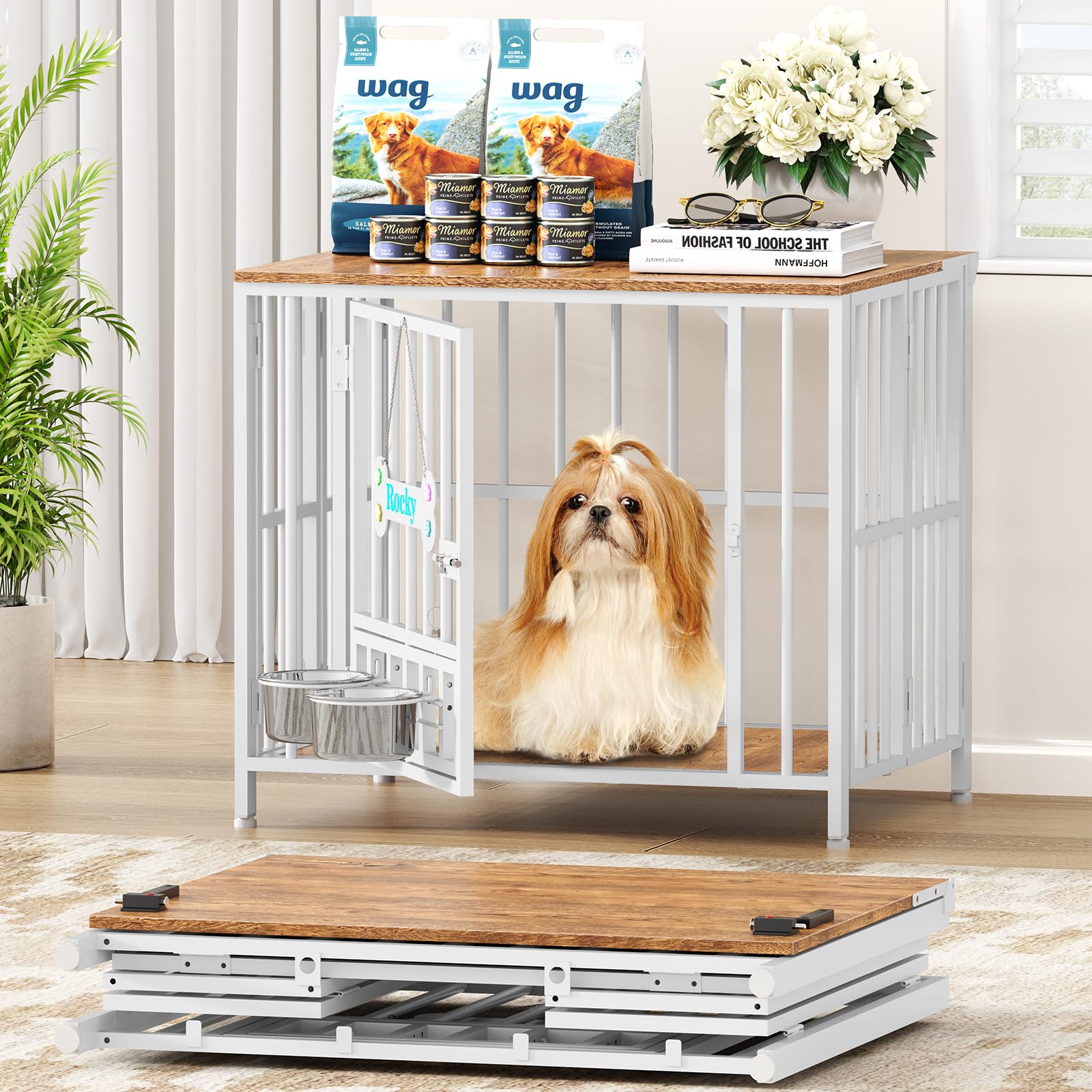 Easycom 27 Inch Foldable Dog Crate Furniture