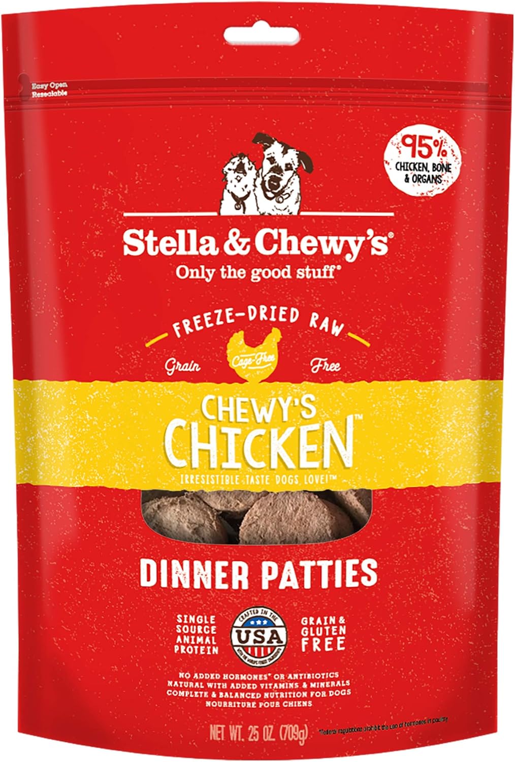 Stella & Chewy’s Freeze Dried Raw Dinner Patties – Grain Free Dog Food, Protein Rich Chewy’s Chicken Recipe – 25 oz Bag
