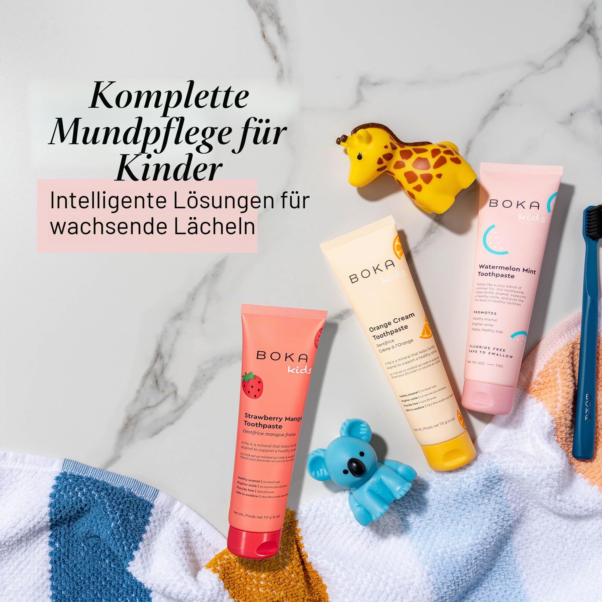 Boka Fluoridfreie Nano-Hydroxyapa-Zahnpasta, Trainingszahnpasta, geeignet für empfindliche Zähne, ohne Sulfat und Parabene, natürliche Aromen und vegan, Wassermelonen-Minze (113 g), 1 Stück