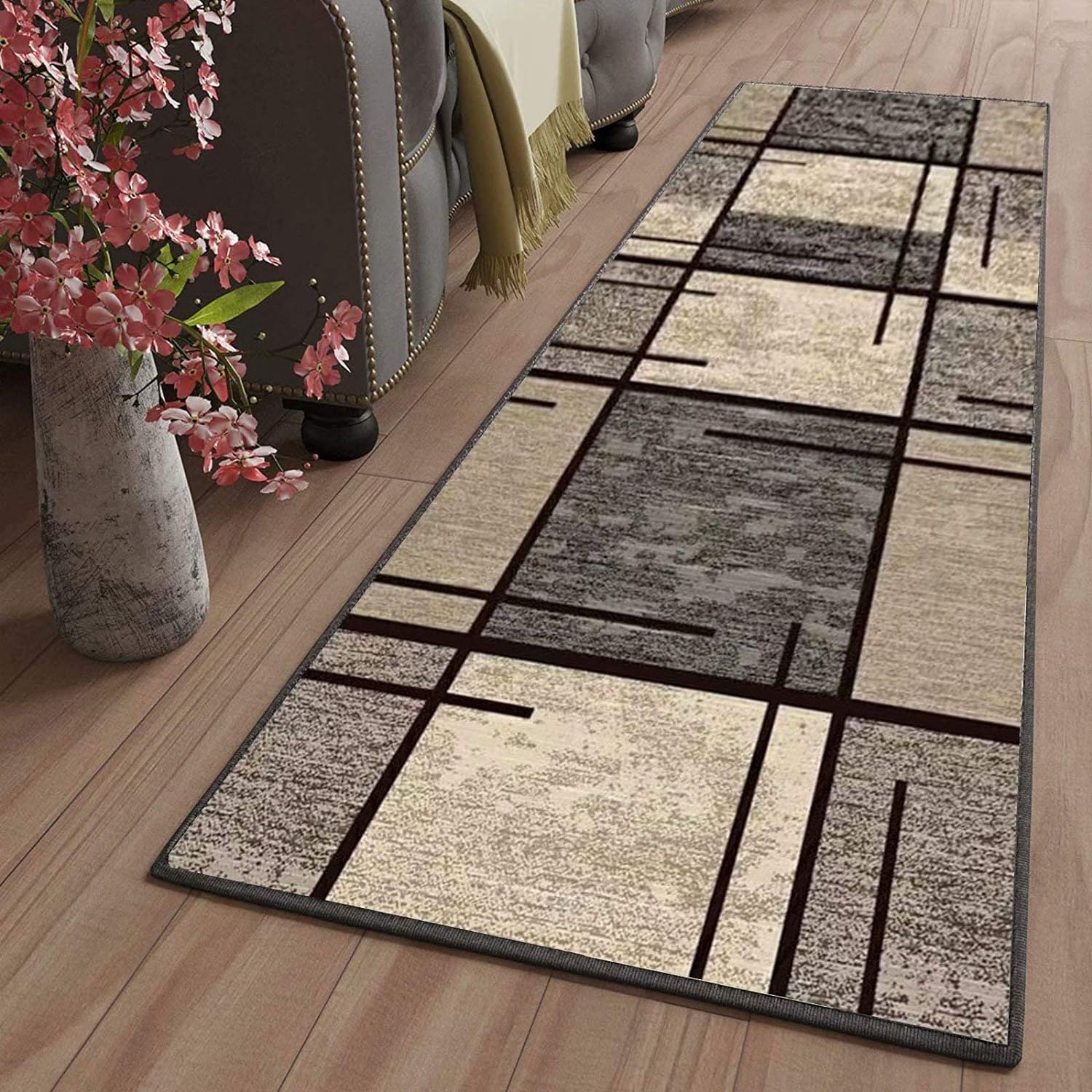 Tapis de Couloir, Cuisine et Salon - sur Mesure - Moderne - Antidérapant - Lavable - Personnalisable au mètre - pour Cuisine, Chambre à Coucher et Salon - 50 x 140 cm - Couleur 12 - 1