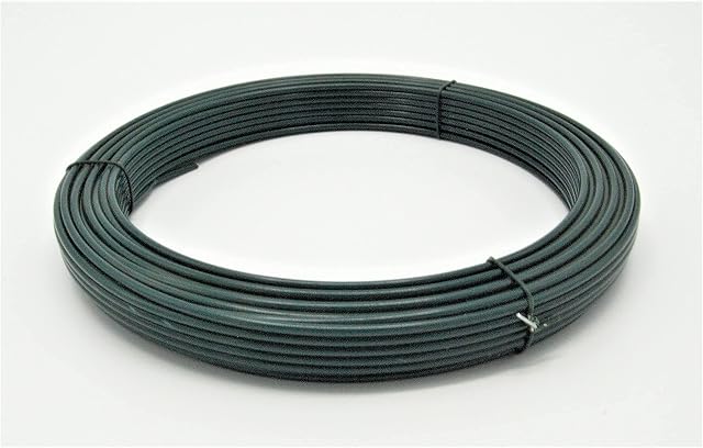 SpeedwellStar Fencing Stretcher Wire 30 Meters x 3mm Thick 1 KG Weight Garden Fence Straining PVC Coated Coil Heavy Duty Green Line Galvanised