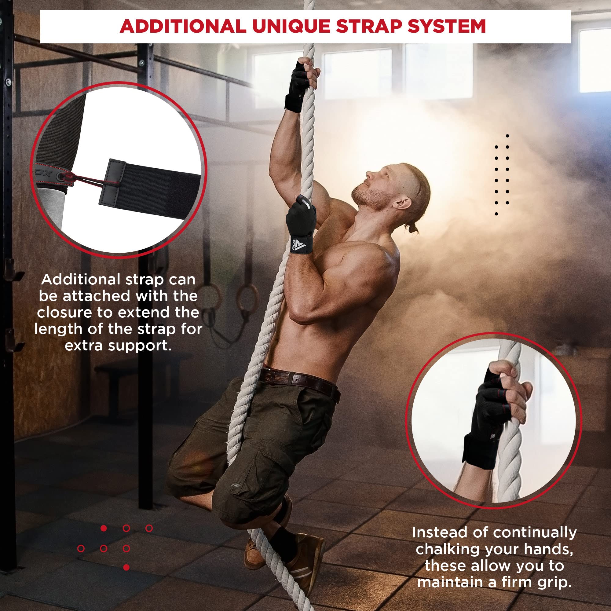 RDX Gants de Musculation pour Hommes Femmes, avec Support de Poignet Long et Extensible, Bonne Prise en Main, Fitness HIIT Entraînement, Bodybuilding Haltérophilie, Cyclisme, Exercices Maison