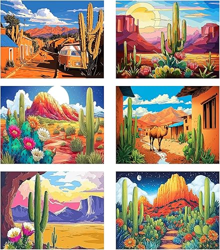 Miniatura 11 de Leatrice Paquete de 6 kits de pintura de diamantes para adultos, kits de arte de diamantes 5D, pinturas de puntos de gemas redondas, taladro Té