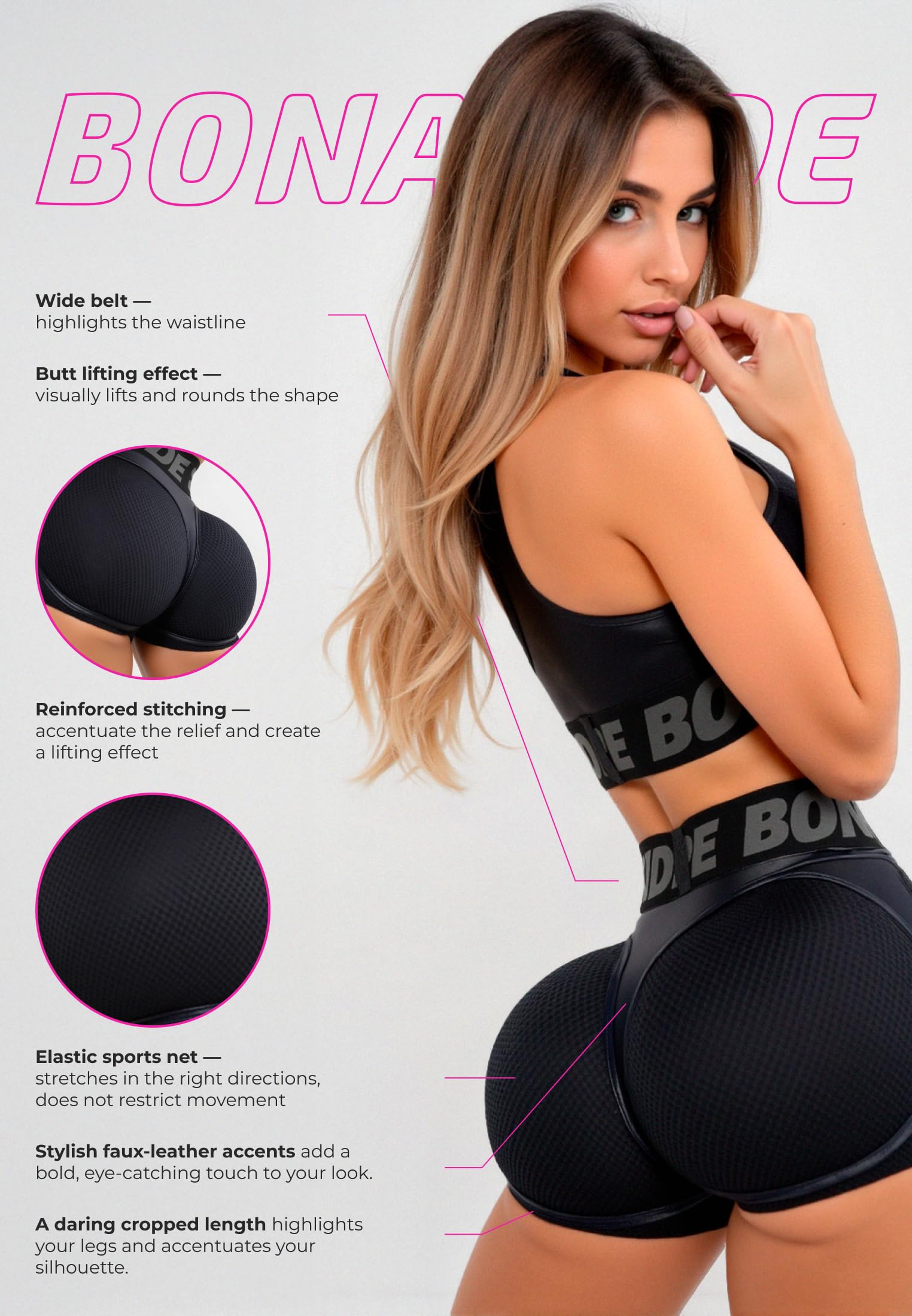 Bona Fide Short Biker Taille Mujer con Efecto Push-Up – Short Reafirmante para Fitness y Entrenamiento