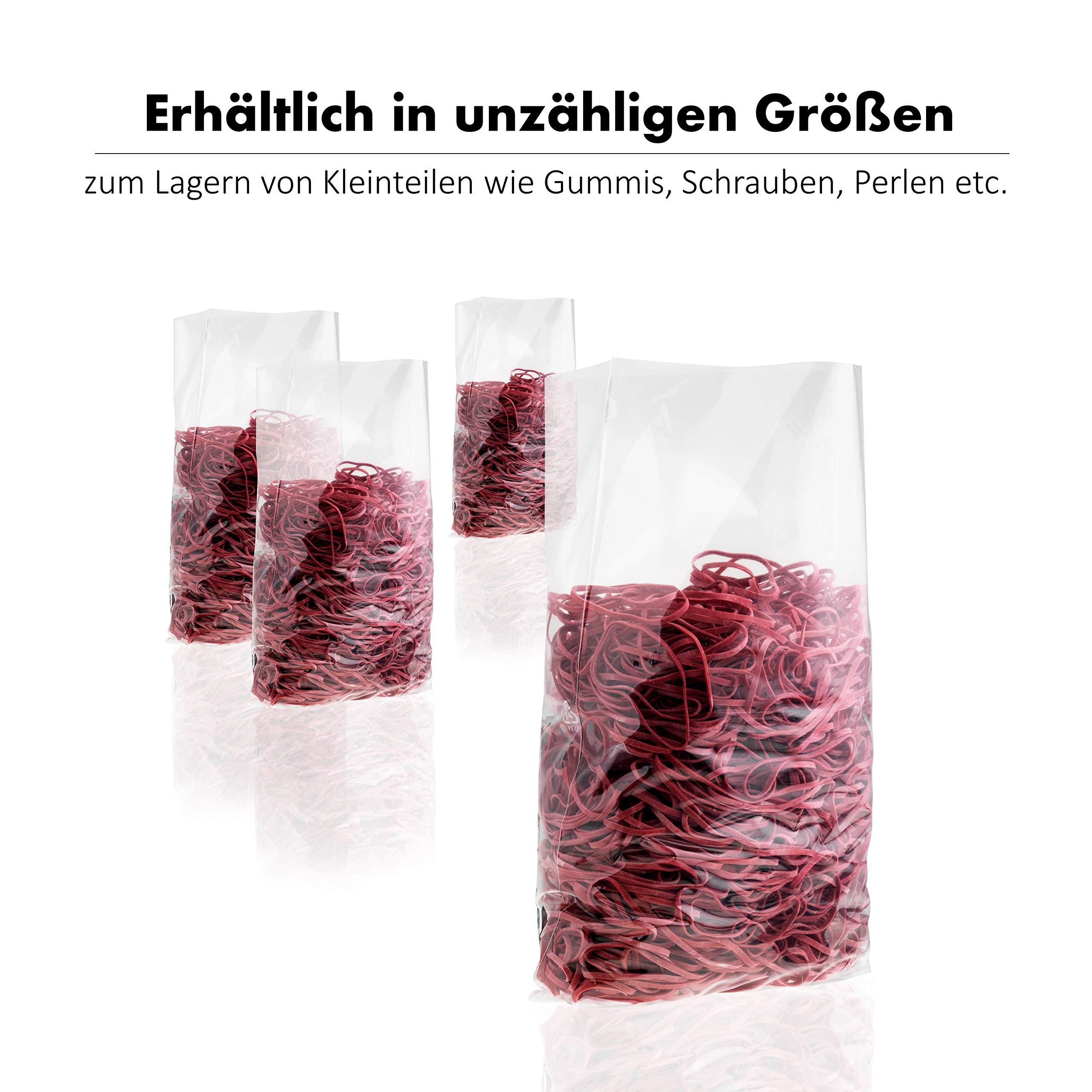 1000 Stück Flachbeutel 100 mm x 200 mm (50my) Transparent Klein - LDPE-Folien Beutel lebensmittelecht - Kunststoffbeutel Verpackung zur Aufbewahrung & Befüllen von Lebensmittel